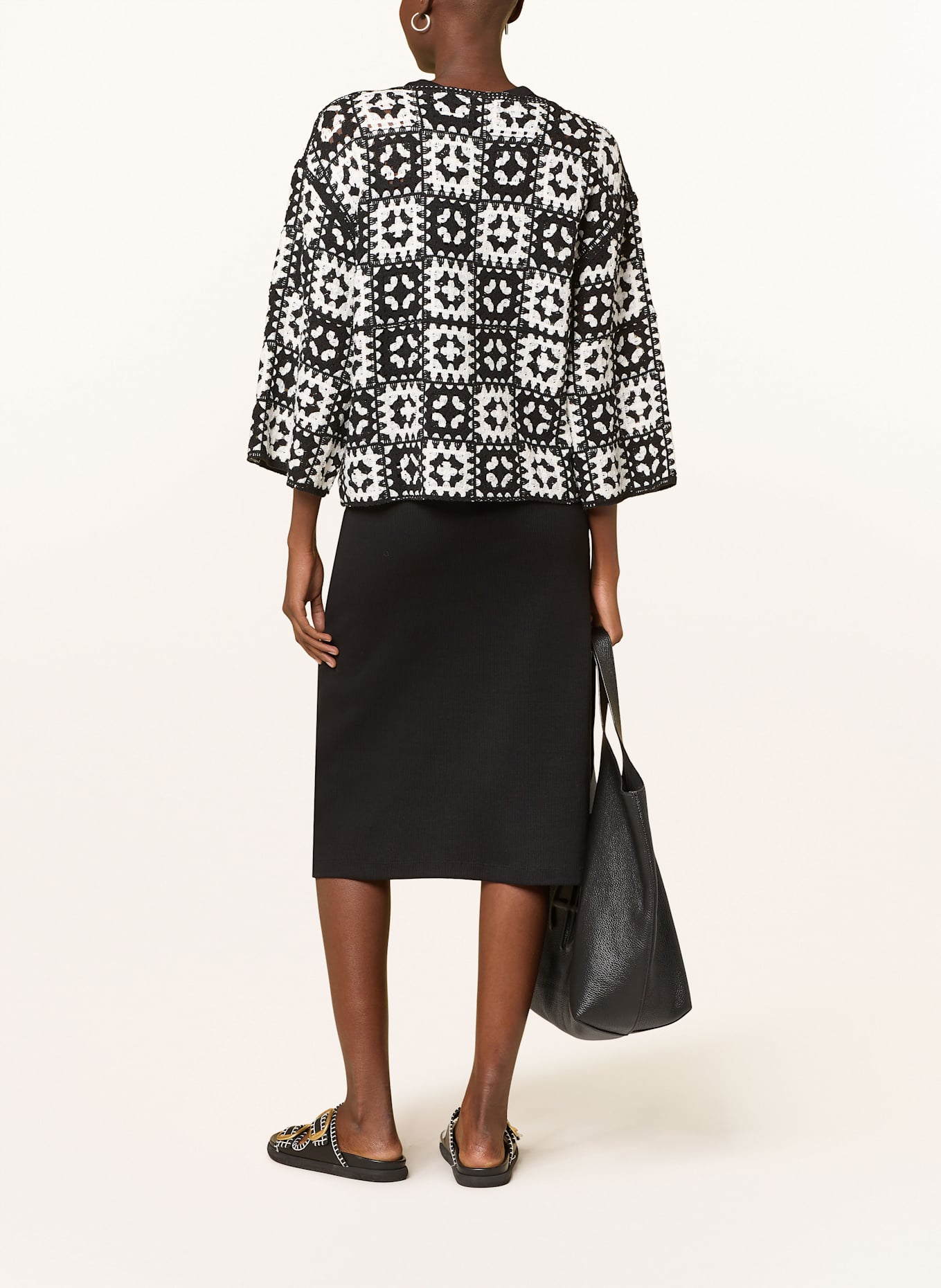 ICHI Strickjacke IHBANDIE: SCHWARZ / WEISS