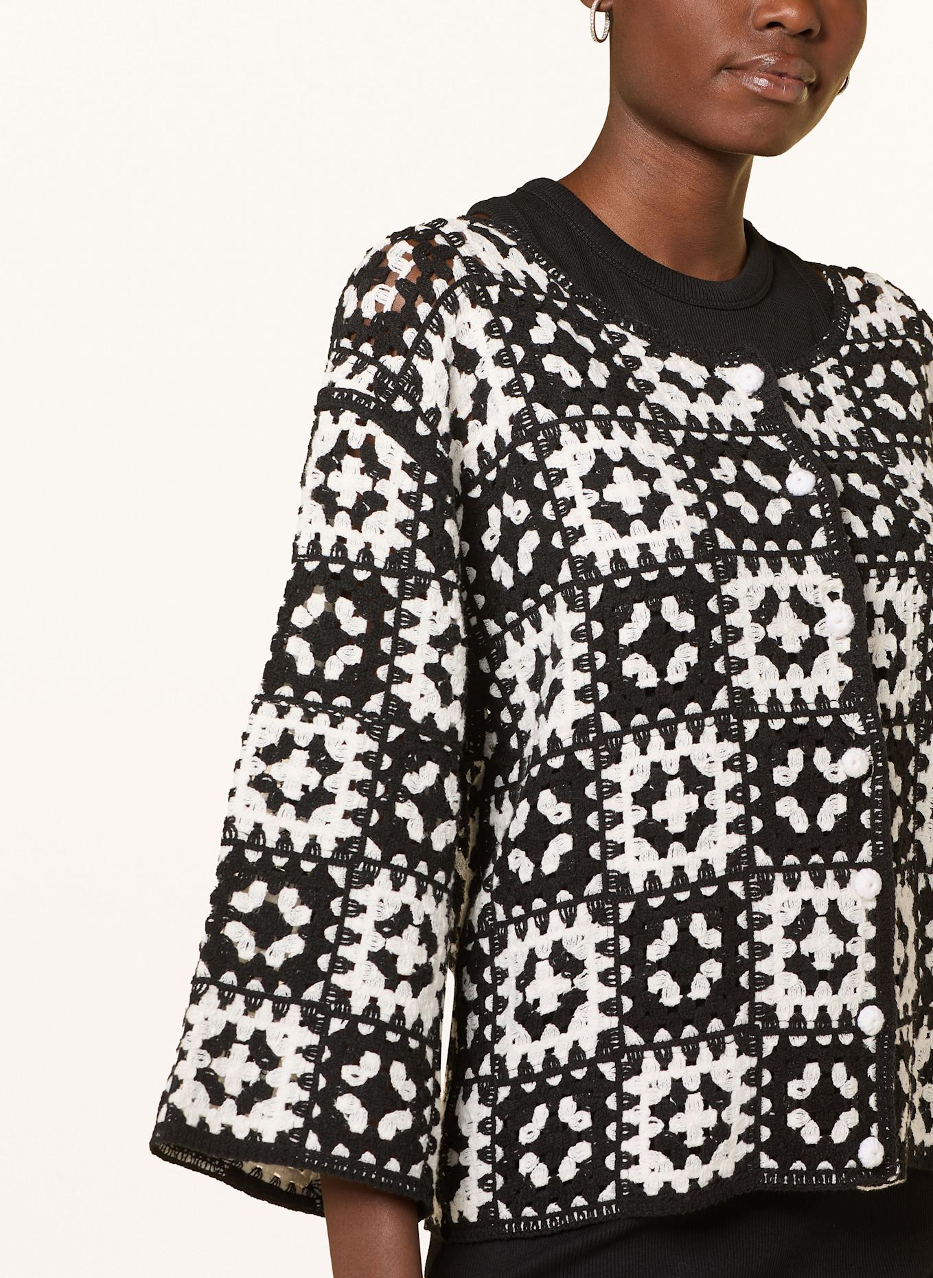 ICHI Strickjacke IHBANDIE: SCHWARZ / WEISS