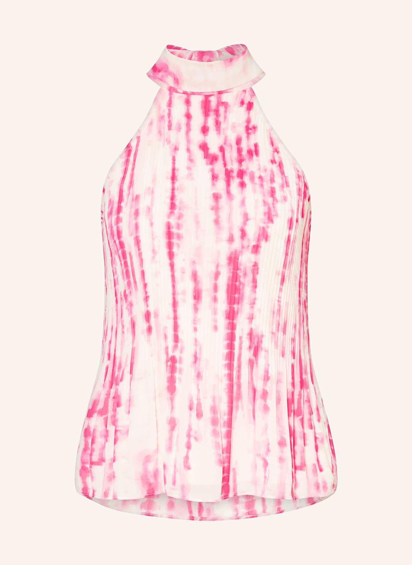 ICHI IHNEALLY blouse top with pleats: ECRU / PINK