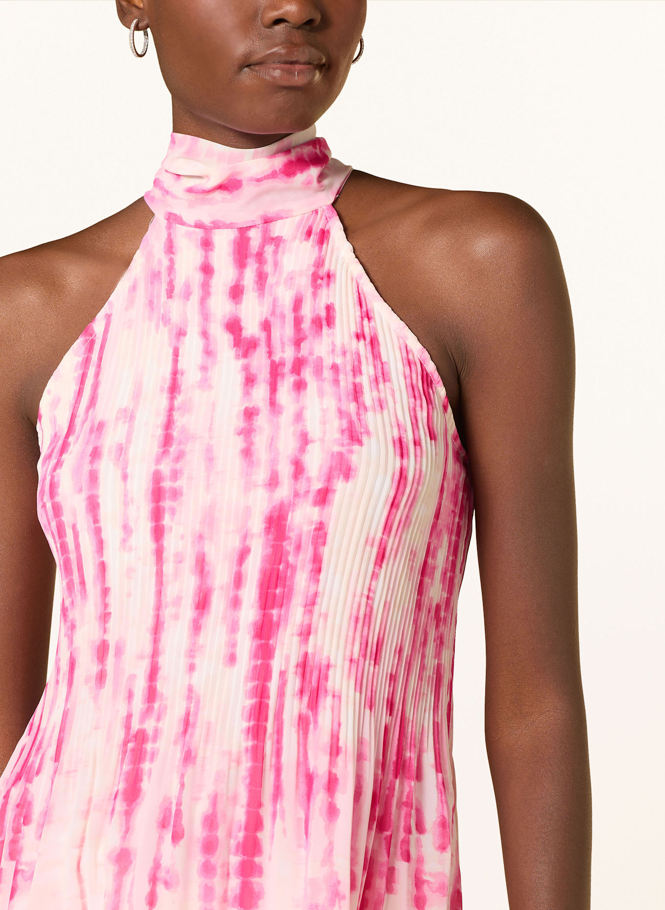 ICHI IHNEALLY blouse top with pleats: ECRU / PINK