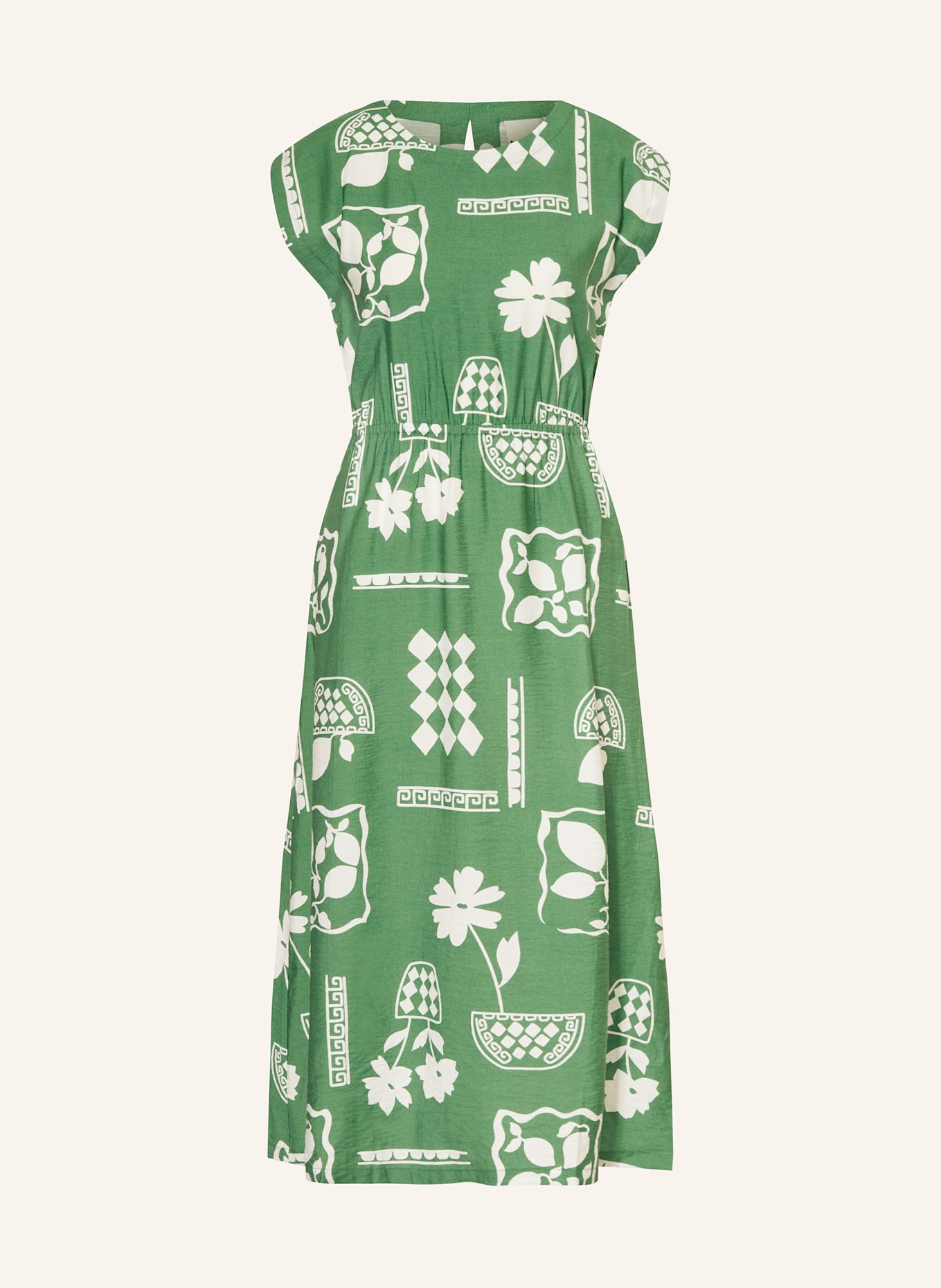 ICHI Kleid IHYETTA: GRÜN / WEISS