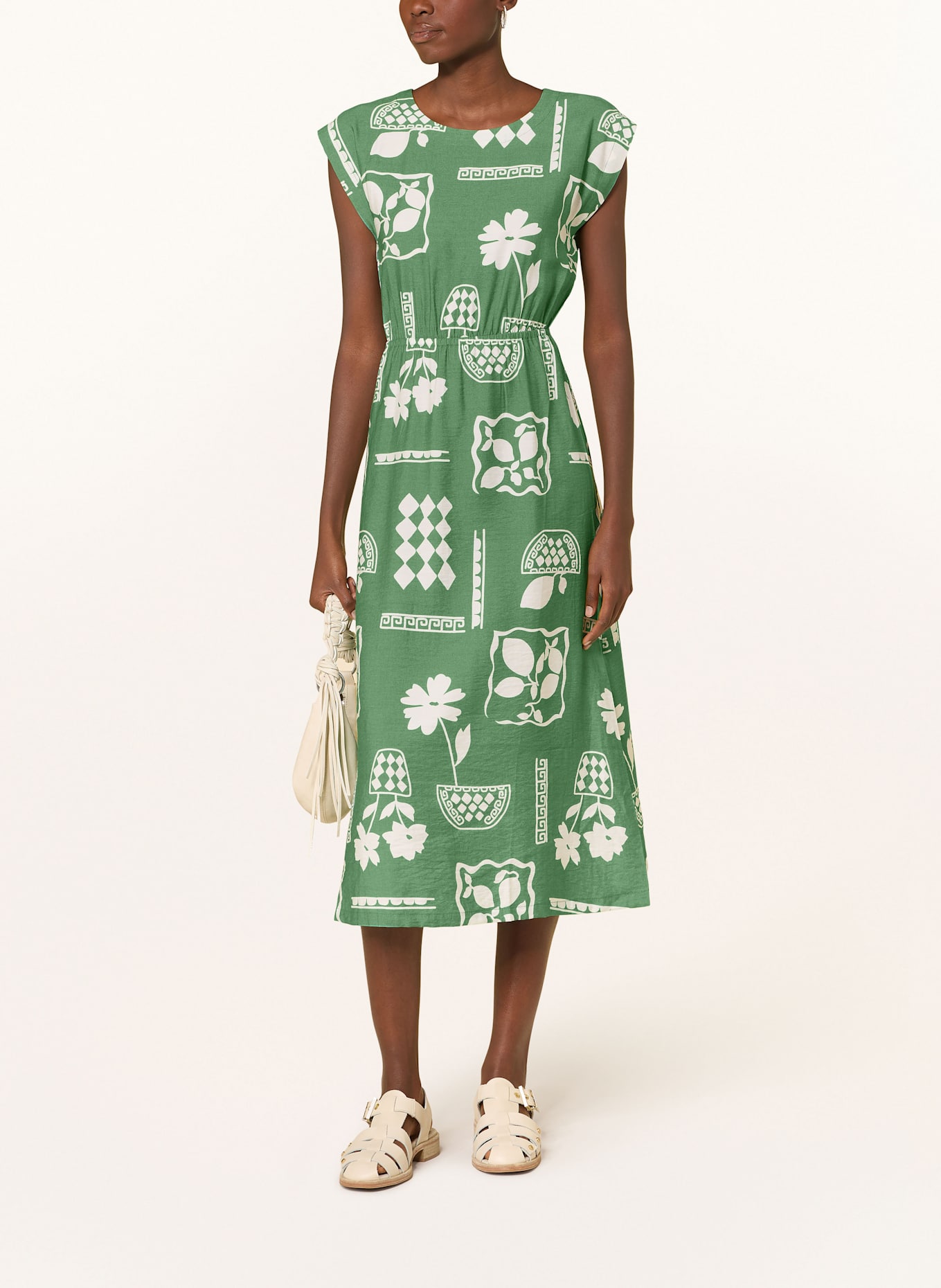 ICHI Kleid IHYETTA: GRÜN / WEISS