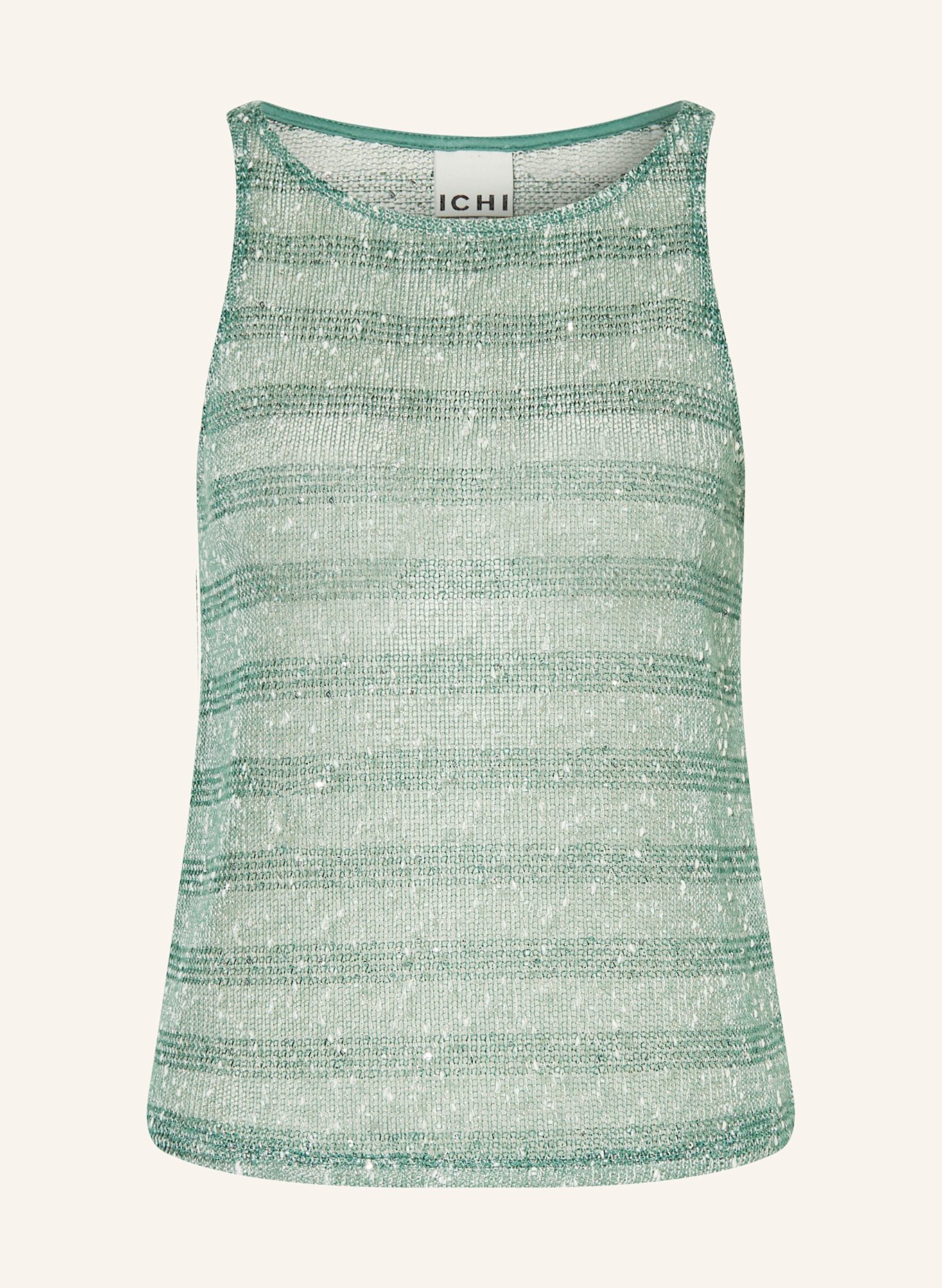 ICHI Knit top IHPILOUA with sequins: GREEN / WHITE