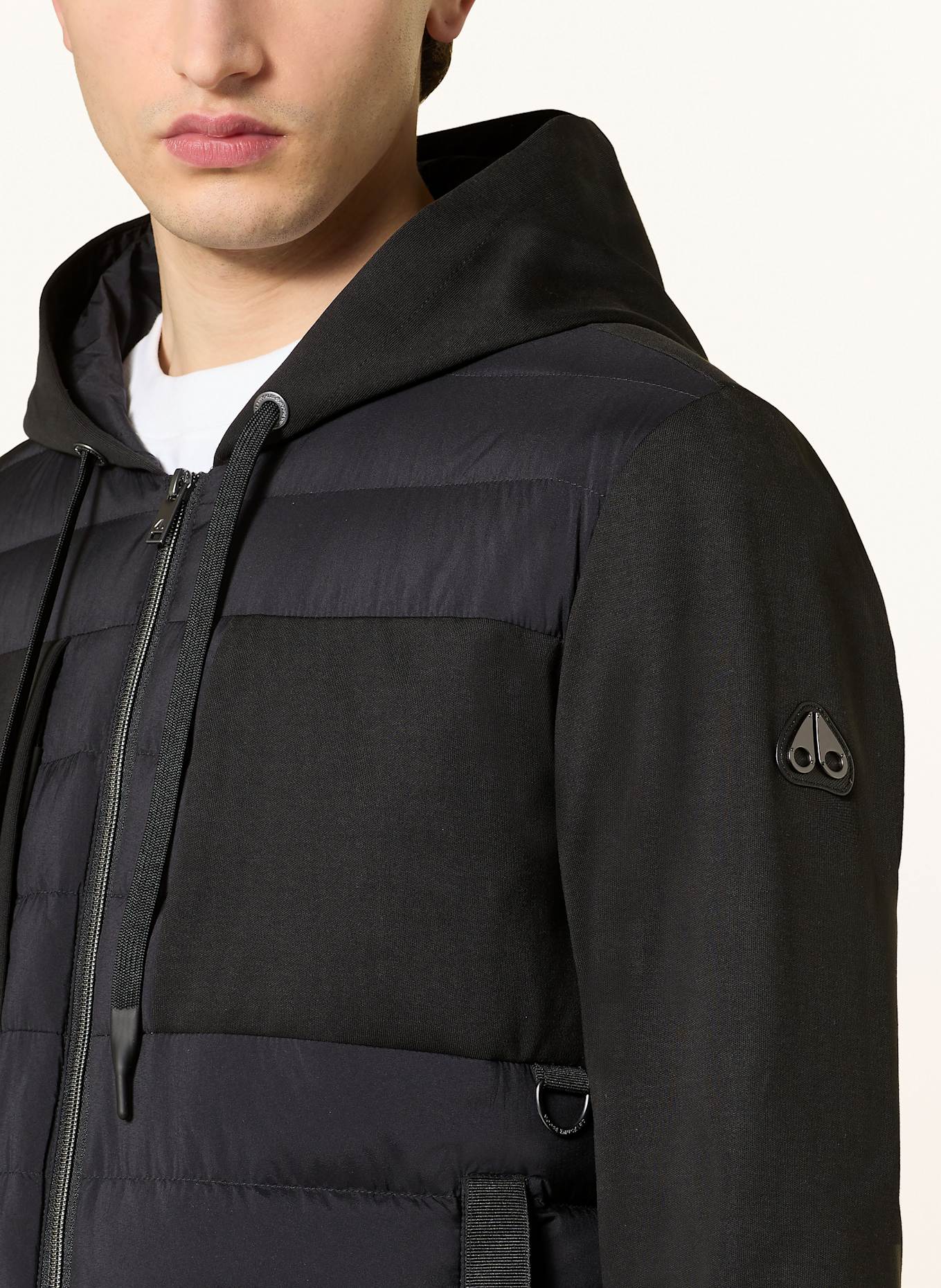 MOOSE KNUCKLES GARNIER jacket in mixed materials: BLACK
