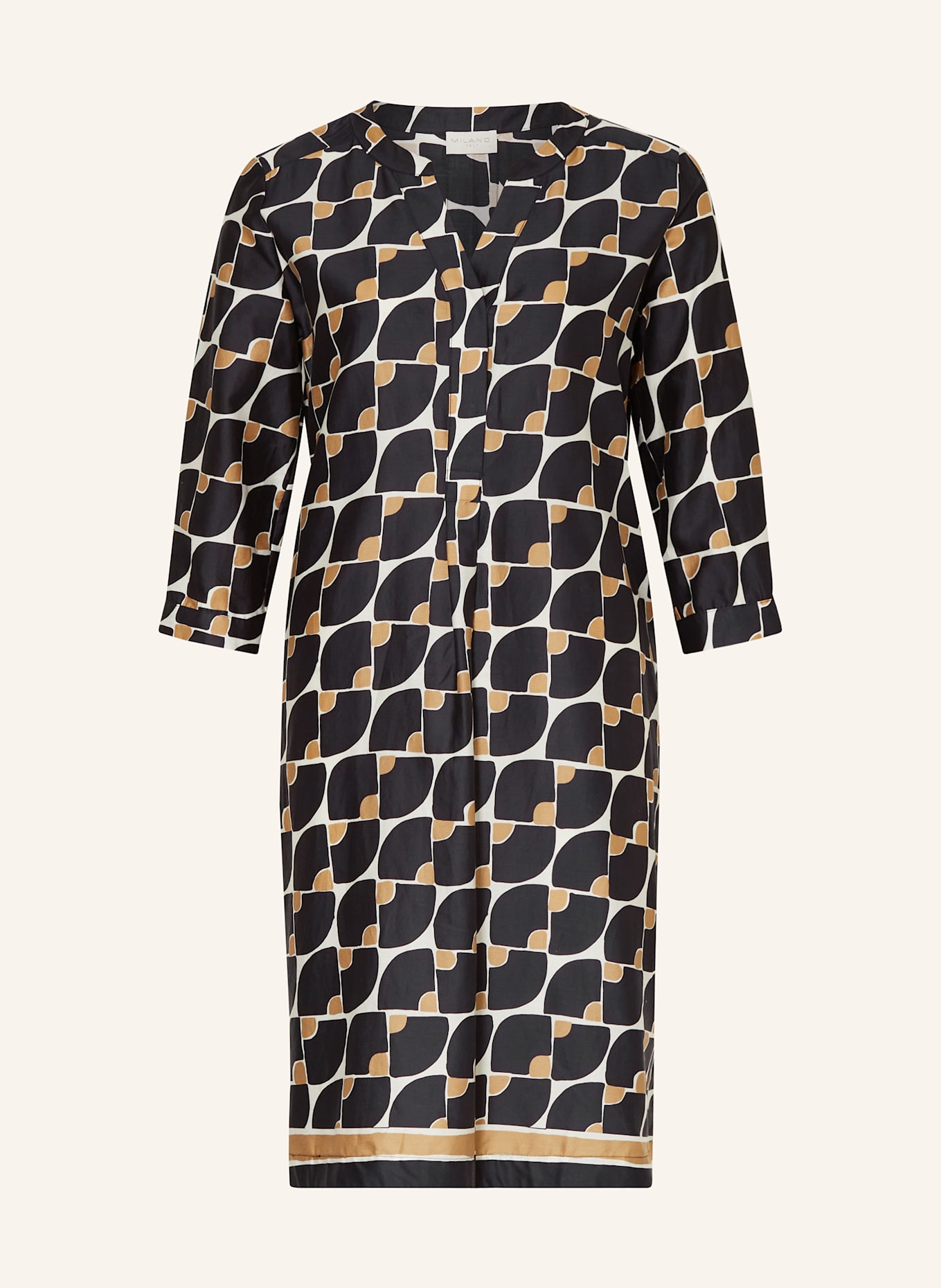 MILANO ITALY Šaty s 3/4 rukávem: ČERNÁ / MODRÁ / VELBLOUDÍ