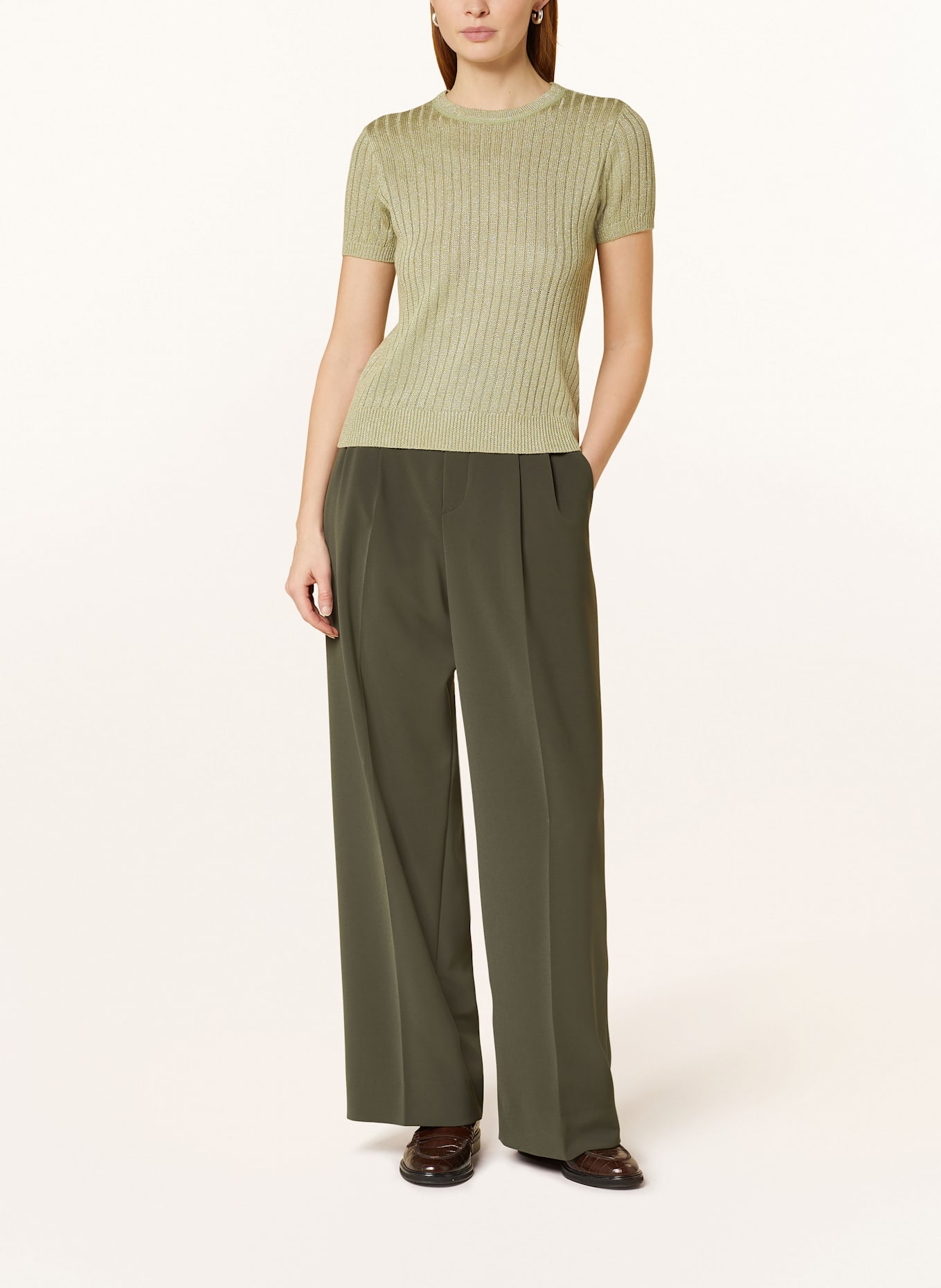 LAUREN RALPH LAUREN Pullover mit Glitzergarn: OLIV / SILBER