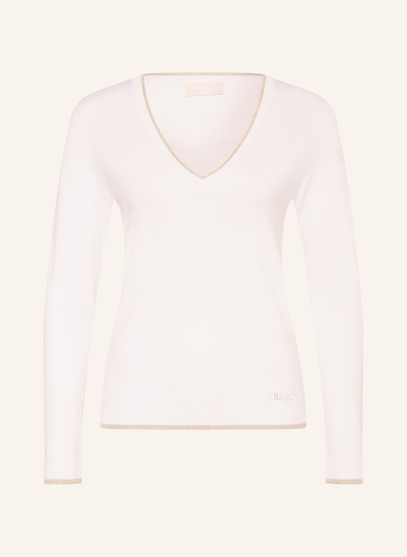 LIU JO Sweter z błyszczącą przędzą i ozdobnymi kamykami: ECRU