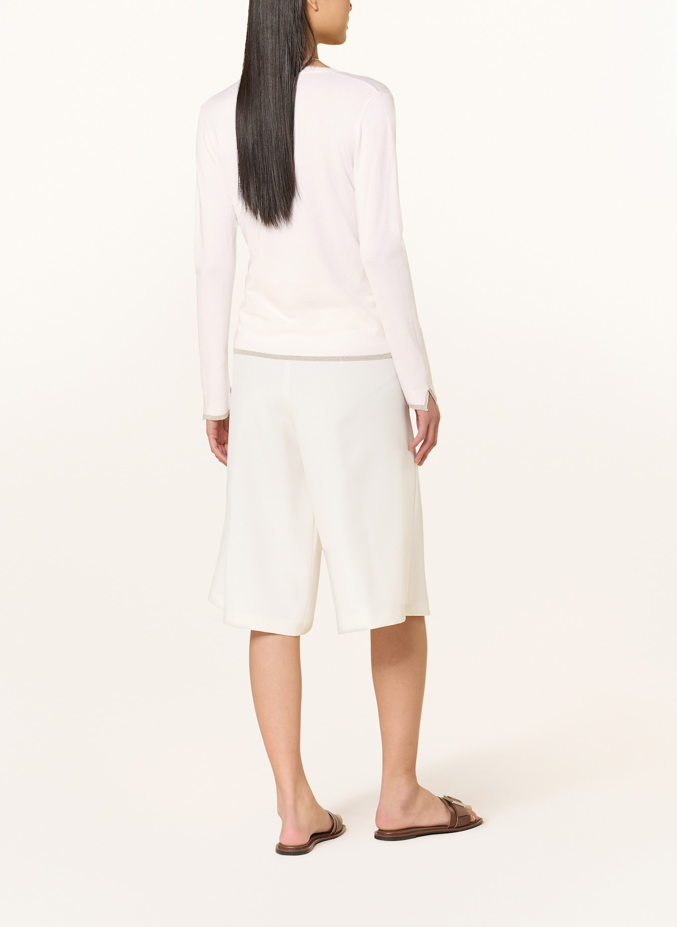 LIU JO Sweter z błyszczącą przędzą i ozdobnymi kamykami: ECRU