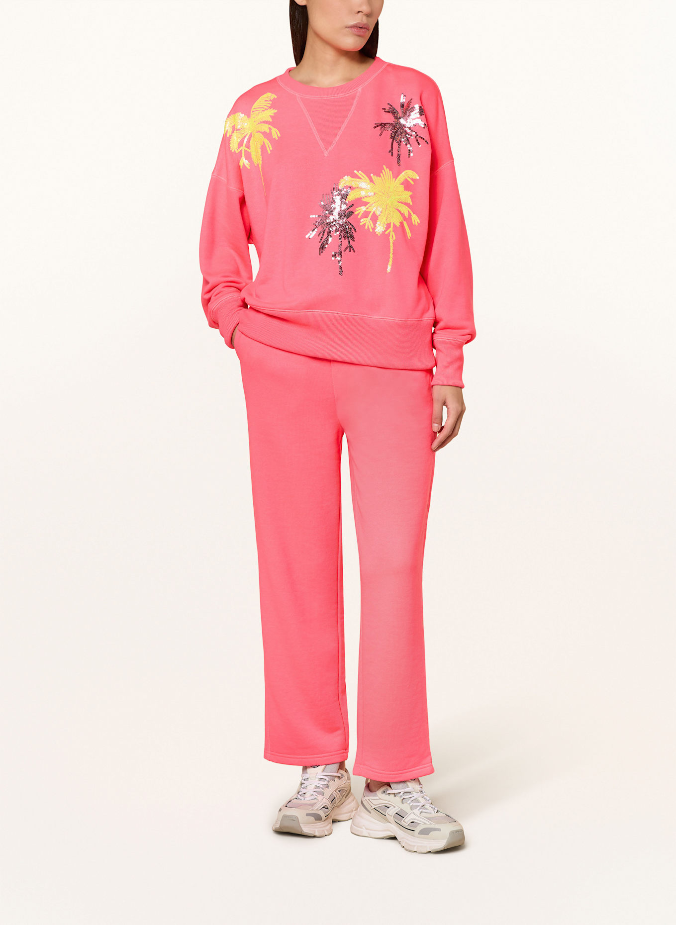 miss goodlife Sweathose mit Pailletten: NEONPINK
