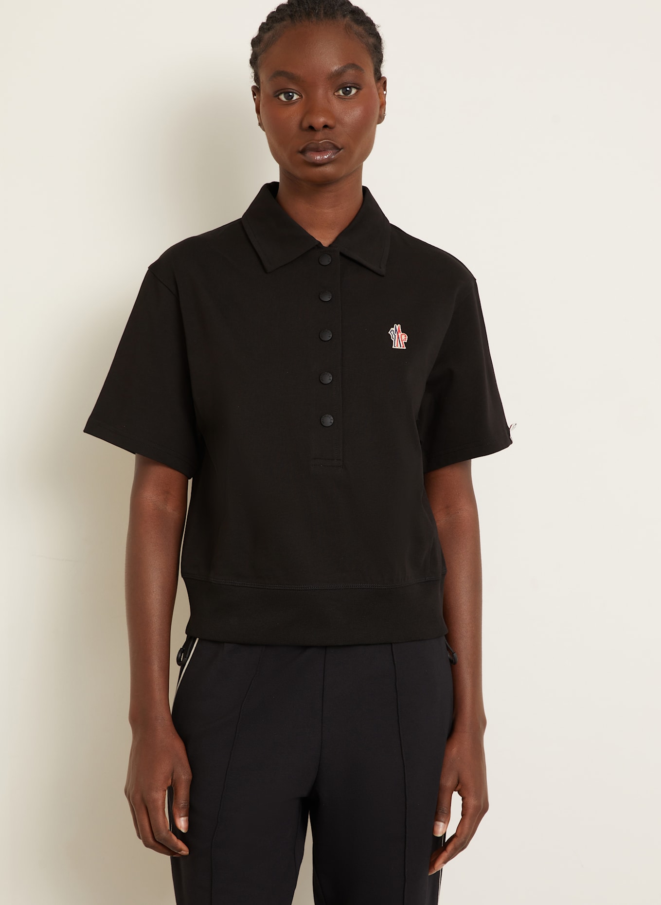 MONCLER GRENOBLE Jersey-Poloshirt: SCHWARZ