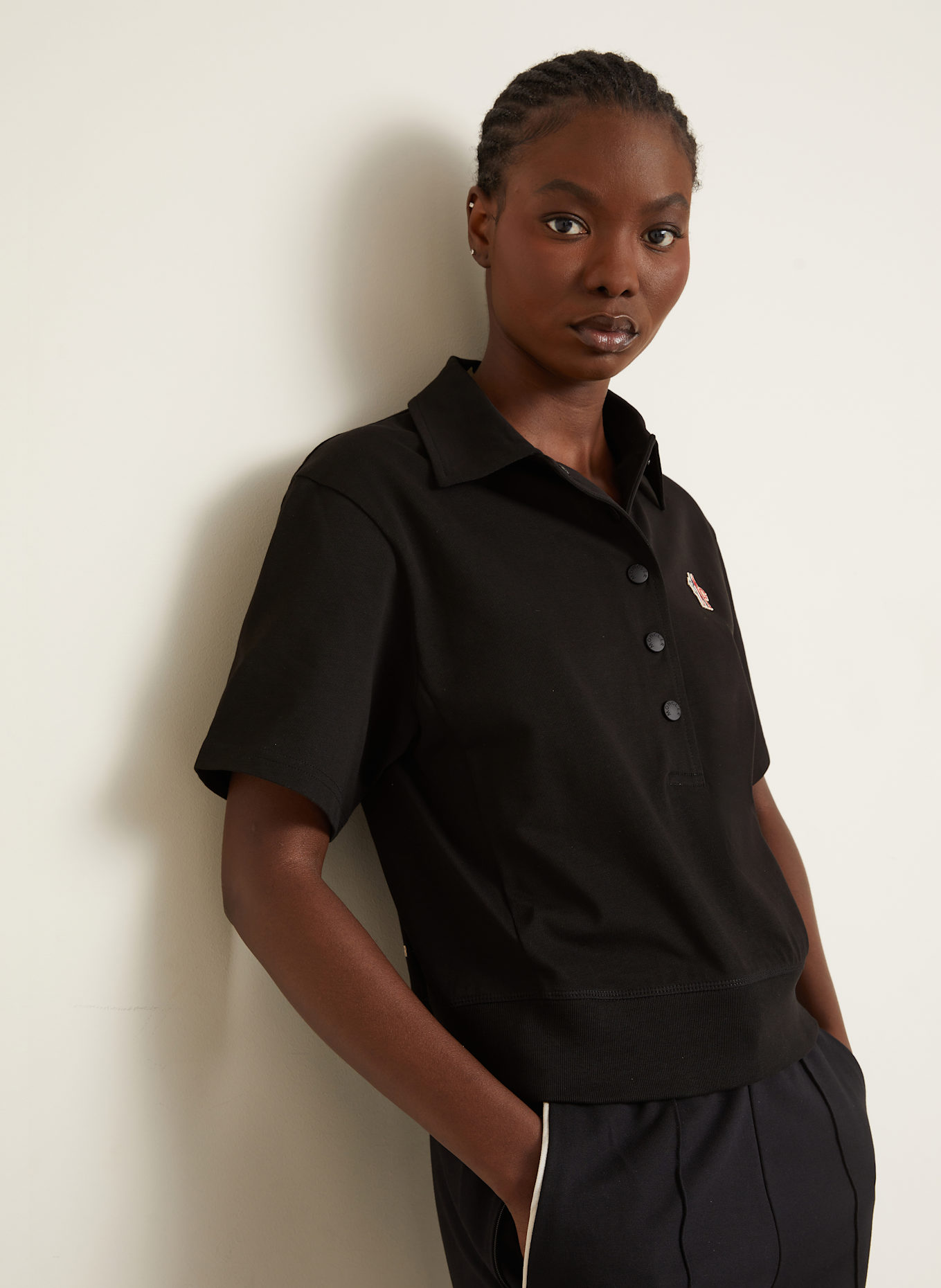 MONCLER GRENOBLE Jersey-Poloshirt: SCHWARZ