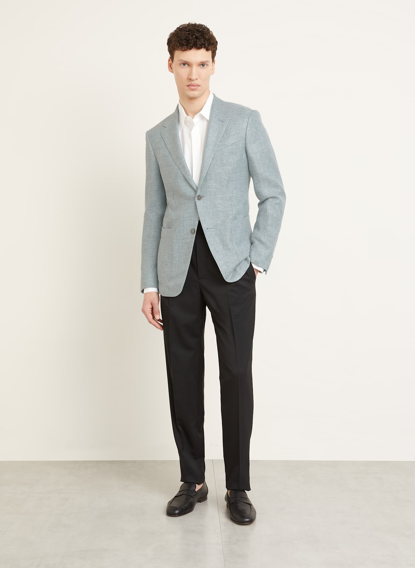 ZEGNA Sakko Slim Fit mit Leinen: HELLBLAU