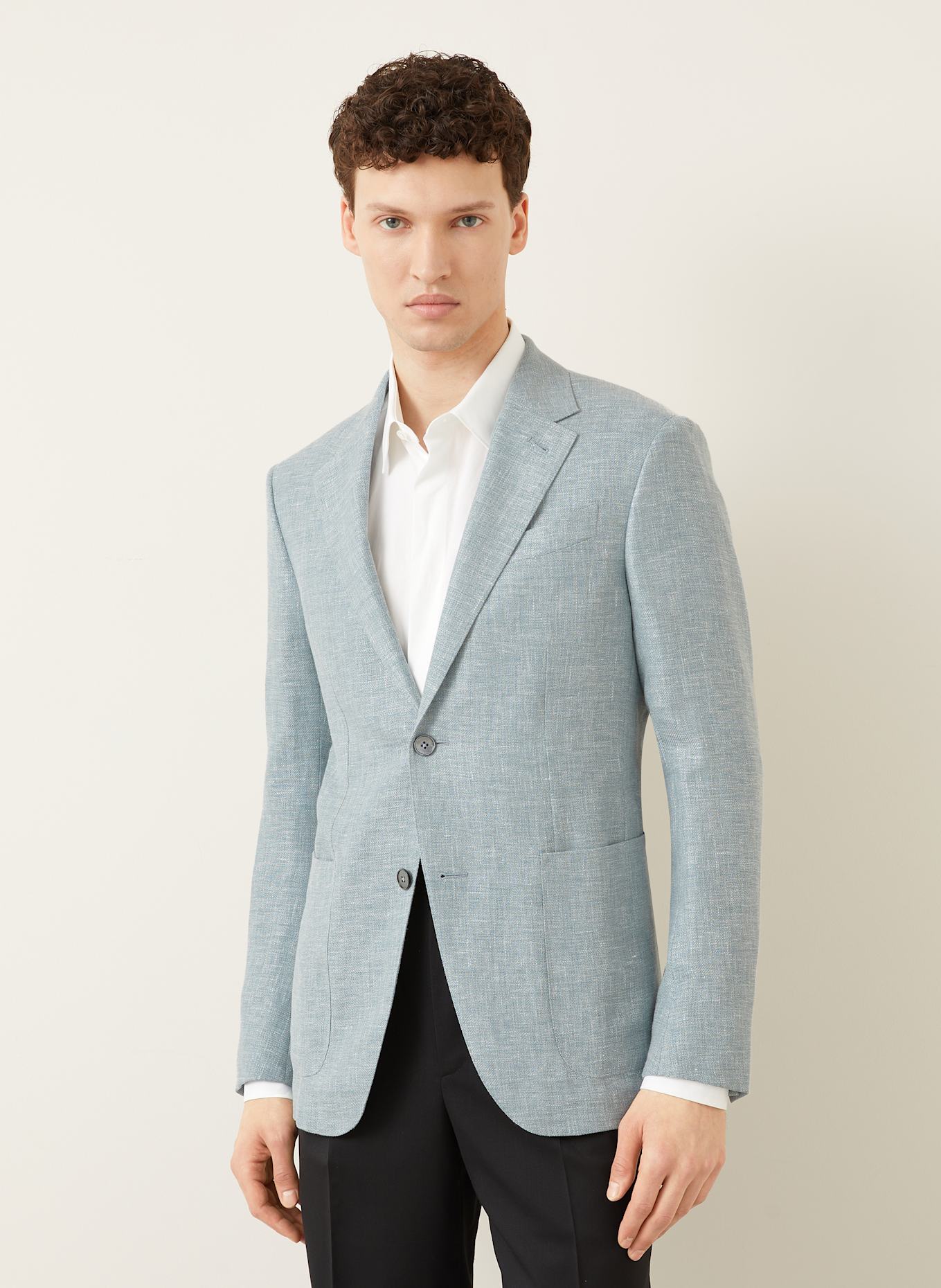 ZEGNA Sakko Slim Fit mit Leinen: HELLBLAU