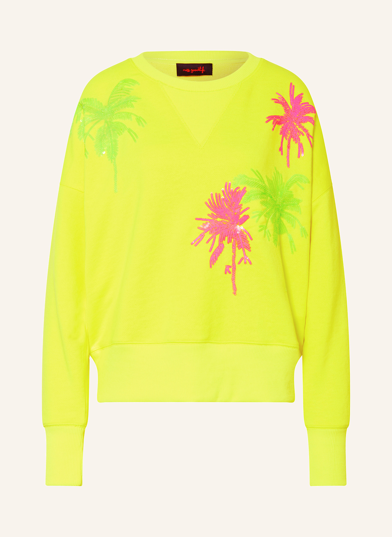 miss goodlife Sweatshirt mit Pailletten: NEONGELB