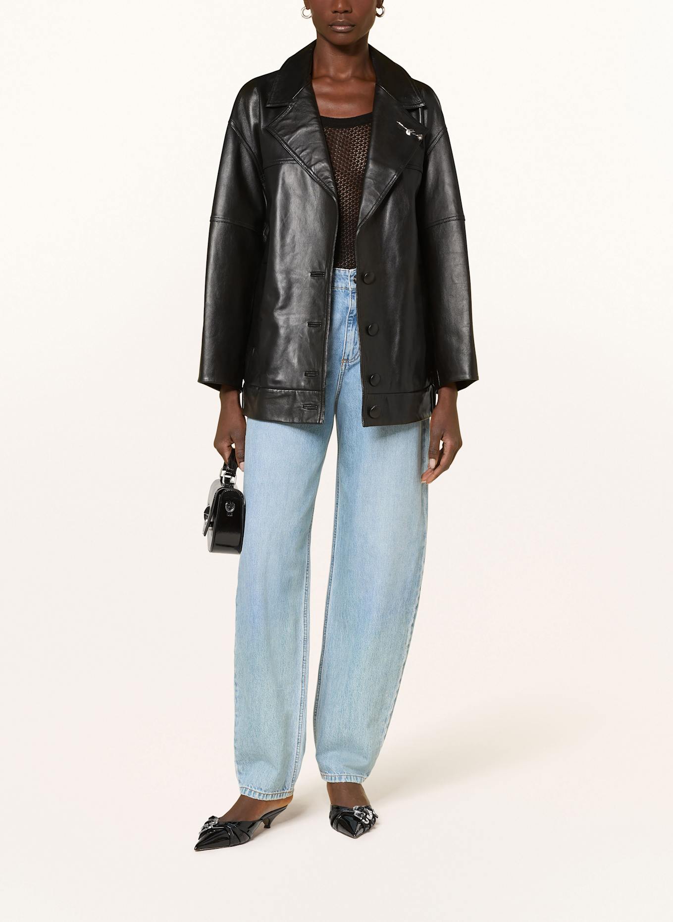 MARELLA Oversized leather blazer: BLACK