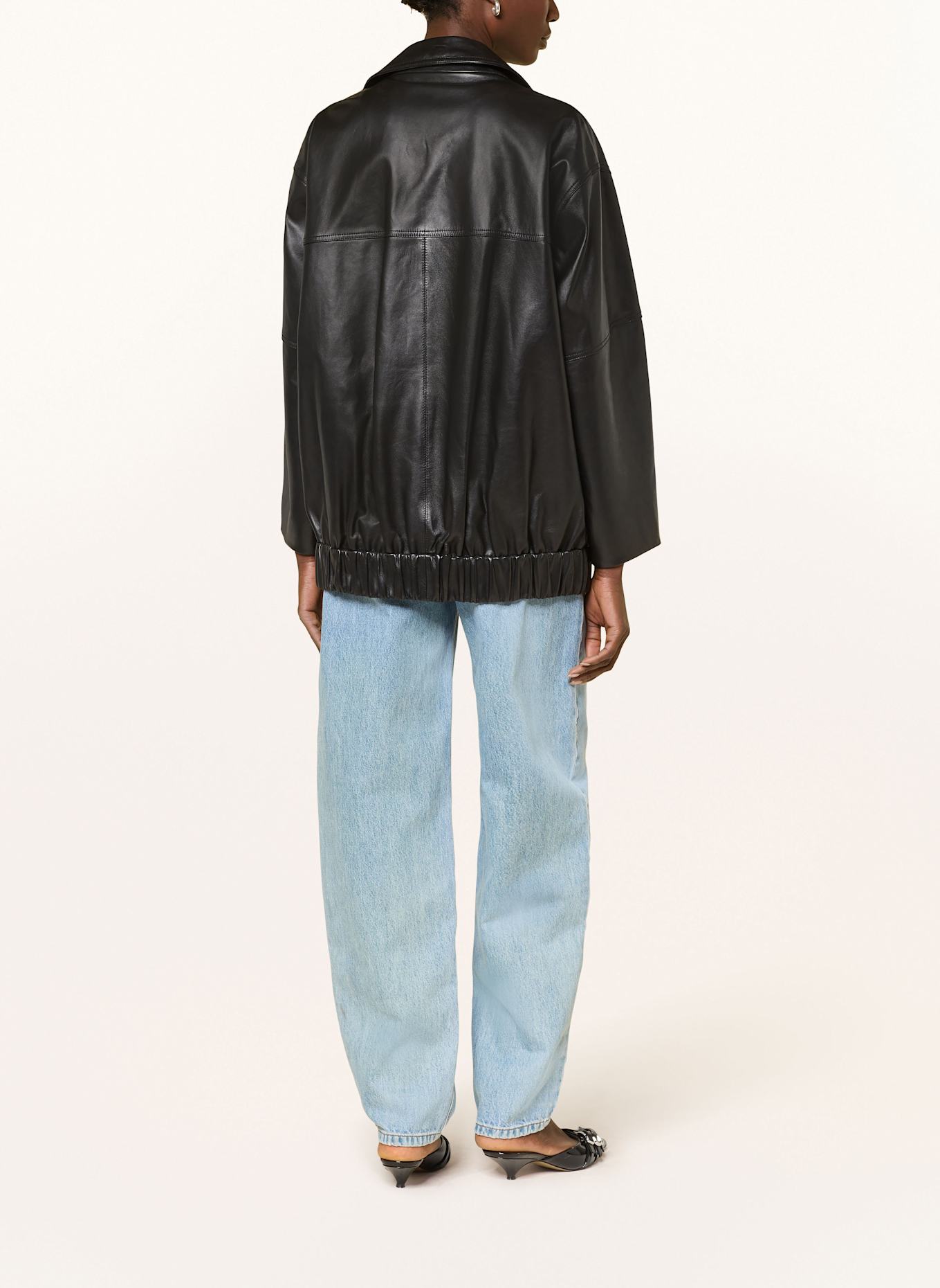 MARELLA Oversized leather blazer: BLACK