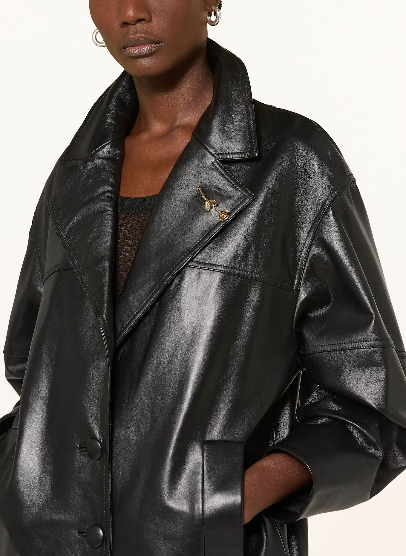 MARELLA Oversized leather blazer: BLACK