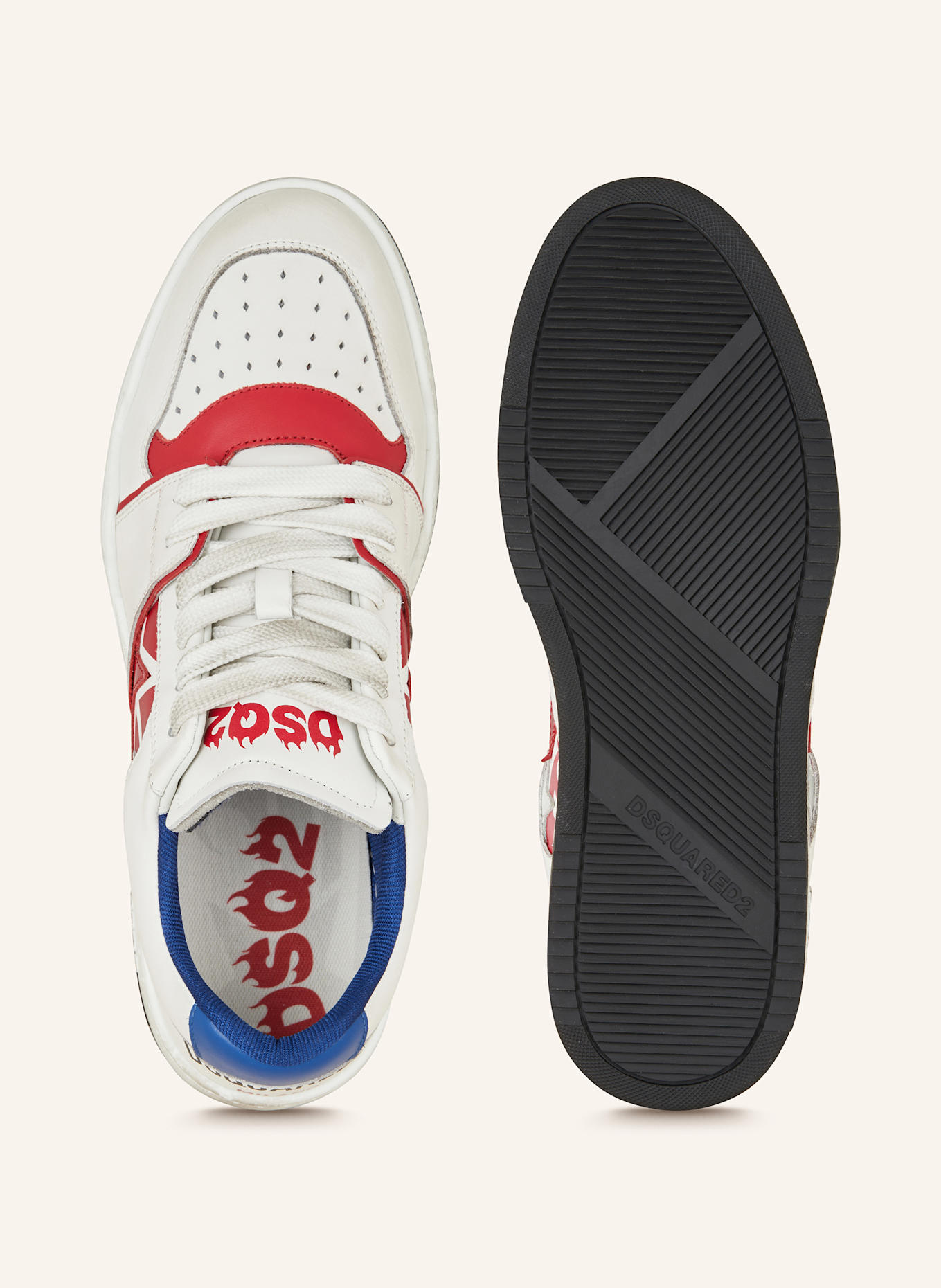 DSQUARED2 Sneaker SPIKER: WEISS/ ROT