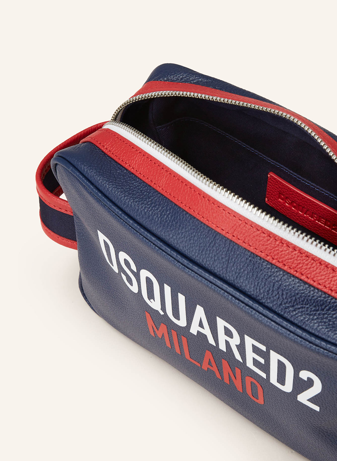 DSQUARED2 Kulturtasche: DUNKELBLAU/ WEISS/ ROT