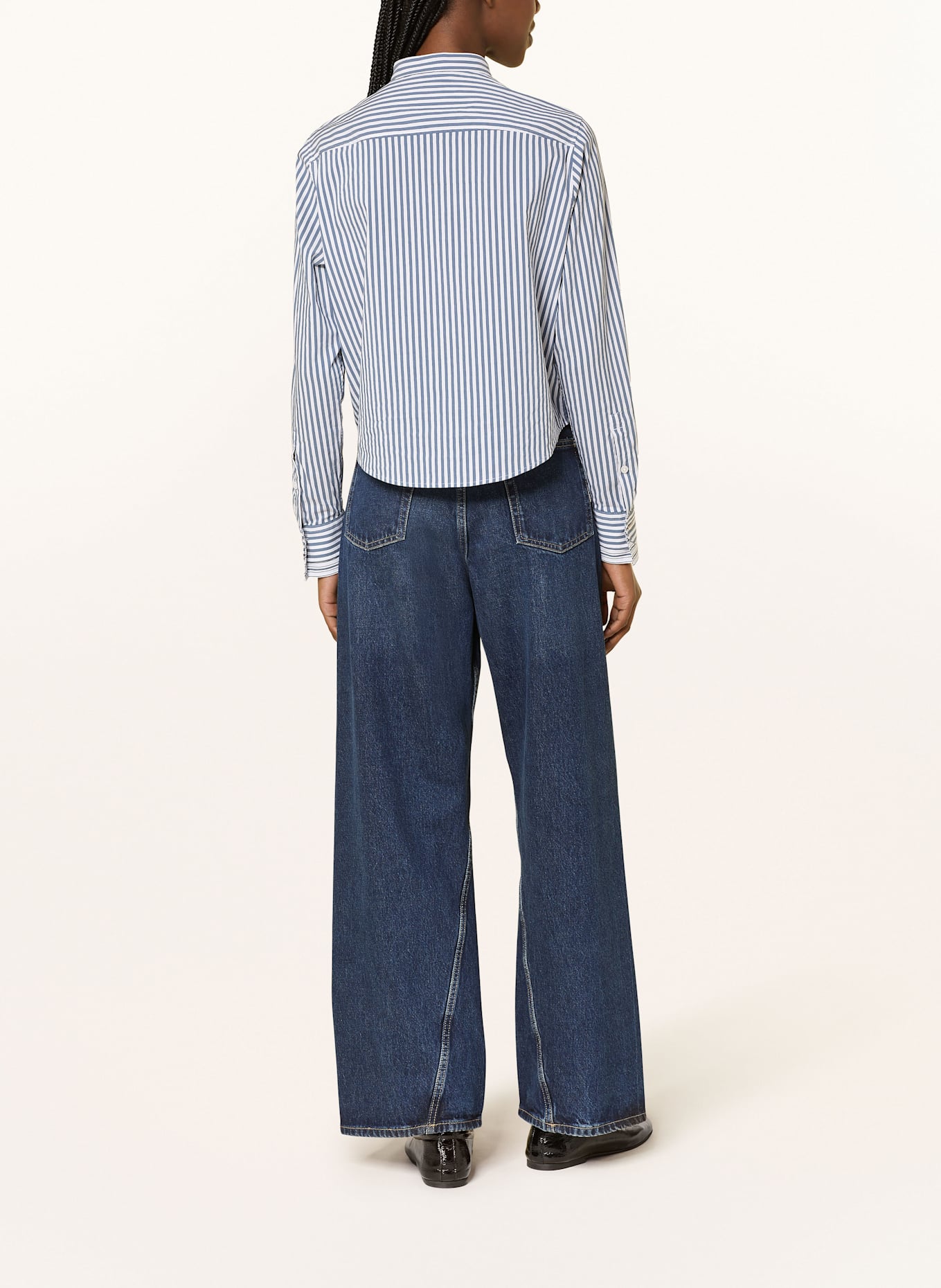 BOSS Cropped-Bluse BERTYNA: WEISS/ BLAU