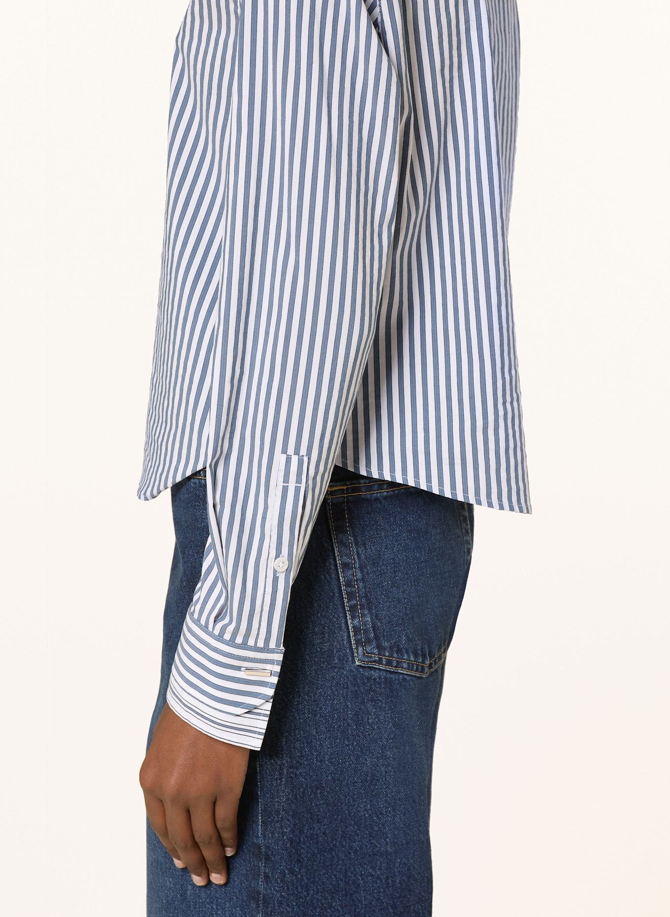 BOSS Cropped-Bluse BERTYNA: WEISS/ BLAU