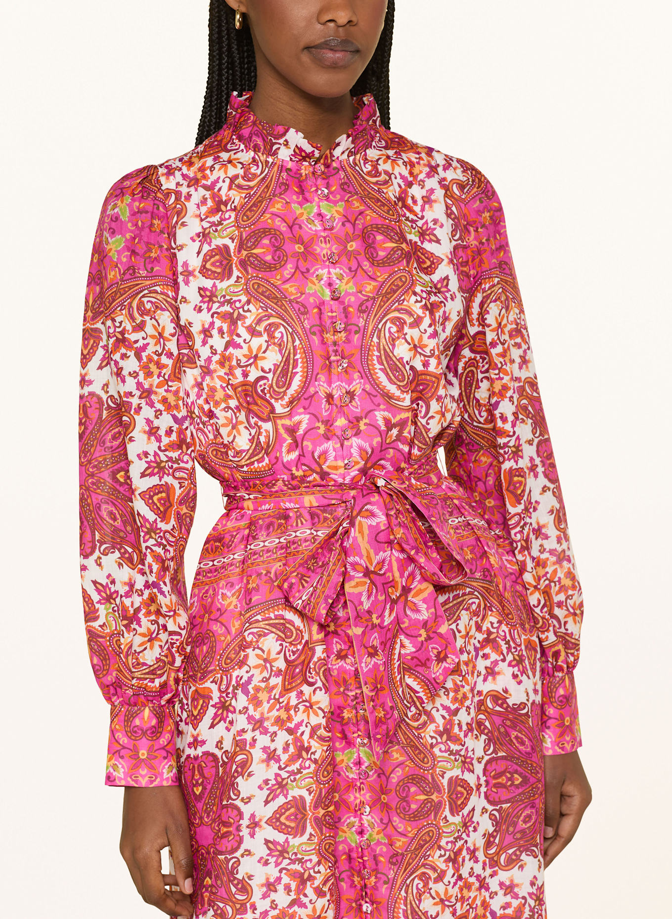 MRS & HUGS Kleid mit Rüschen: PINK/ WEISS/ ORANGE