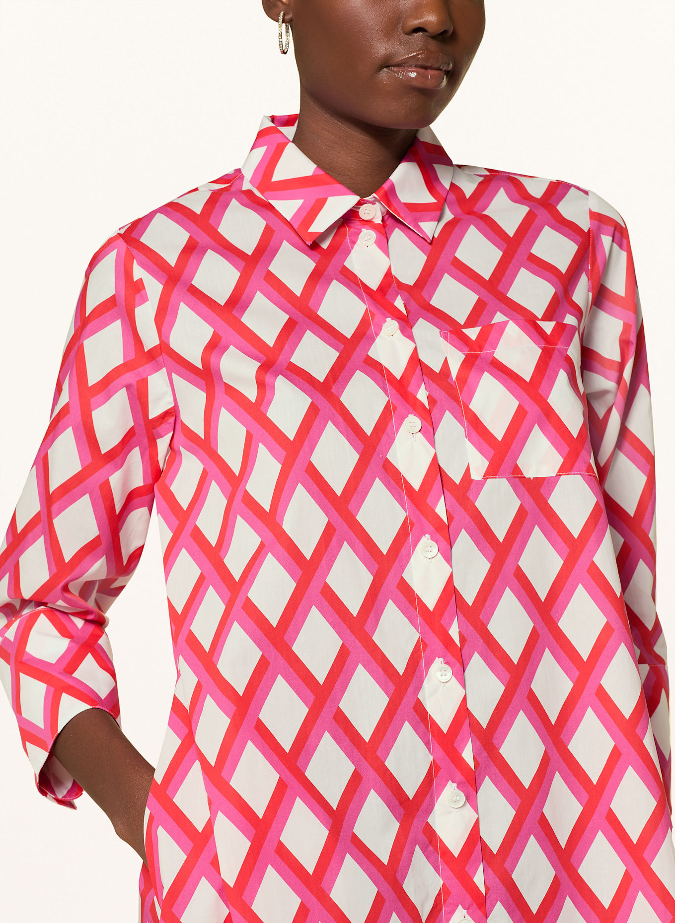 ROBERT FRIEDMAN Hemdblusenkleid LENA: WEISS / ROT / FUCHSIA