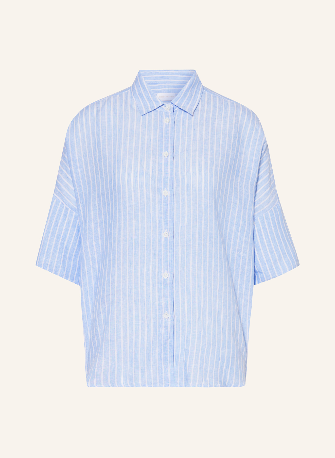 ROBERT FRIEDMAN Hemdbluse BIANCA aus Leinen: HELLBLAU / WEISS