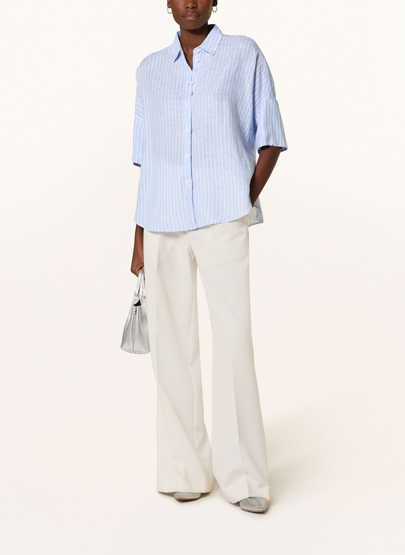 ROBERT FRIEDMAN Hemdbluse BIANCA aus Leinen: HELLBLAU / WEISS