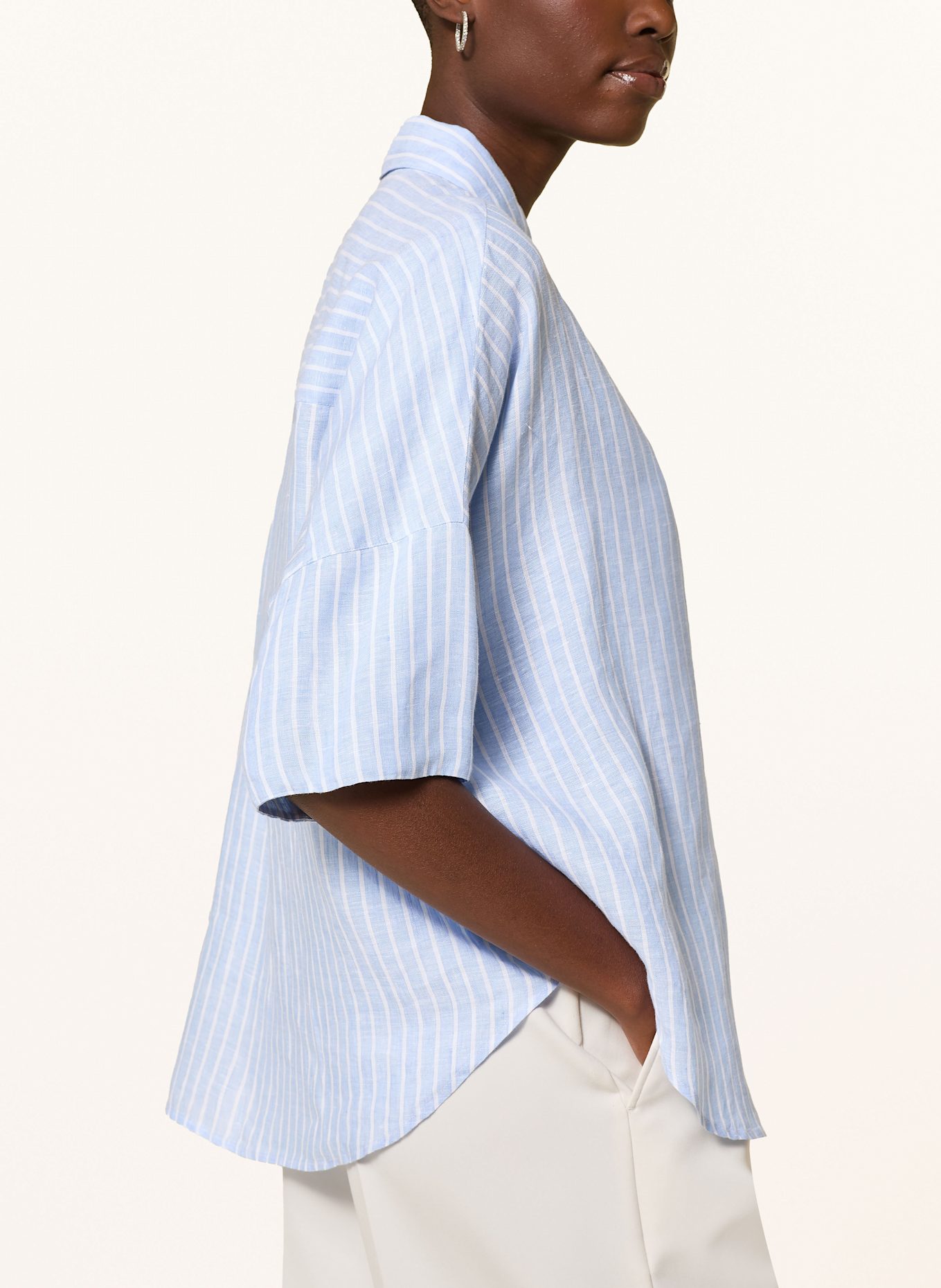 ROBERT FRIEDMAN Hemdbluse BIANCA aus Leinen: HELLBLAU / WEISS