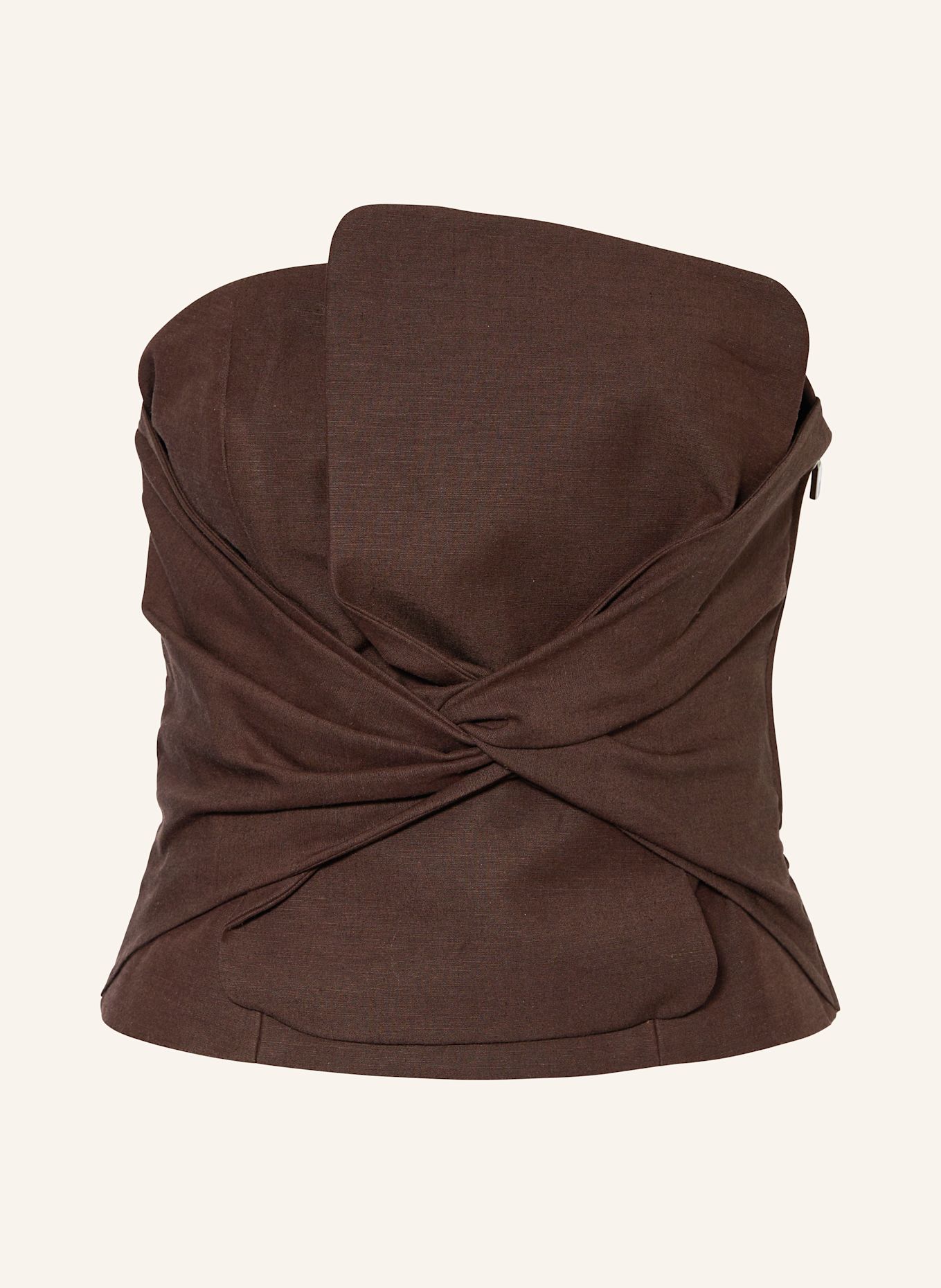 comma Off-Shoulder-Top mit Leinen: DUNKELBRAUN