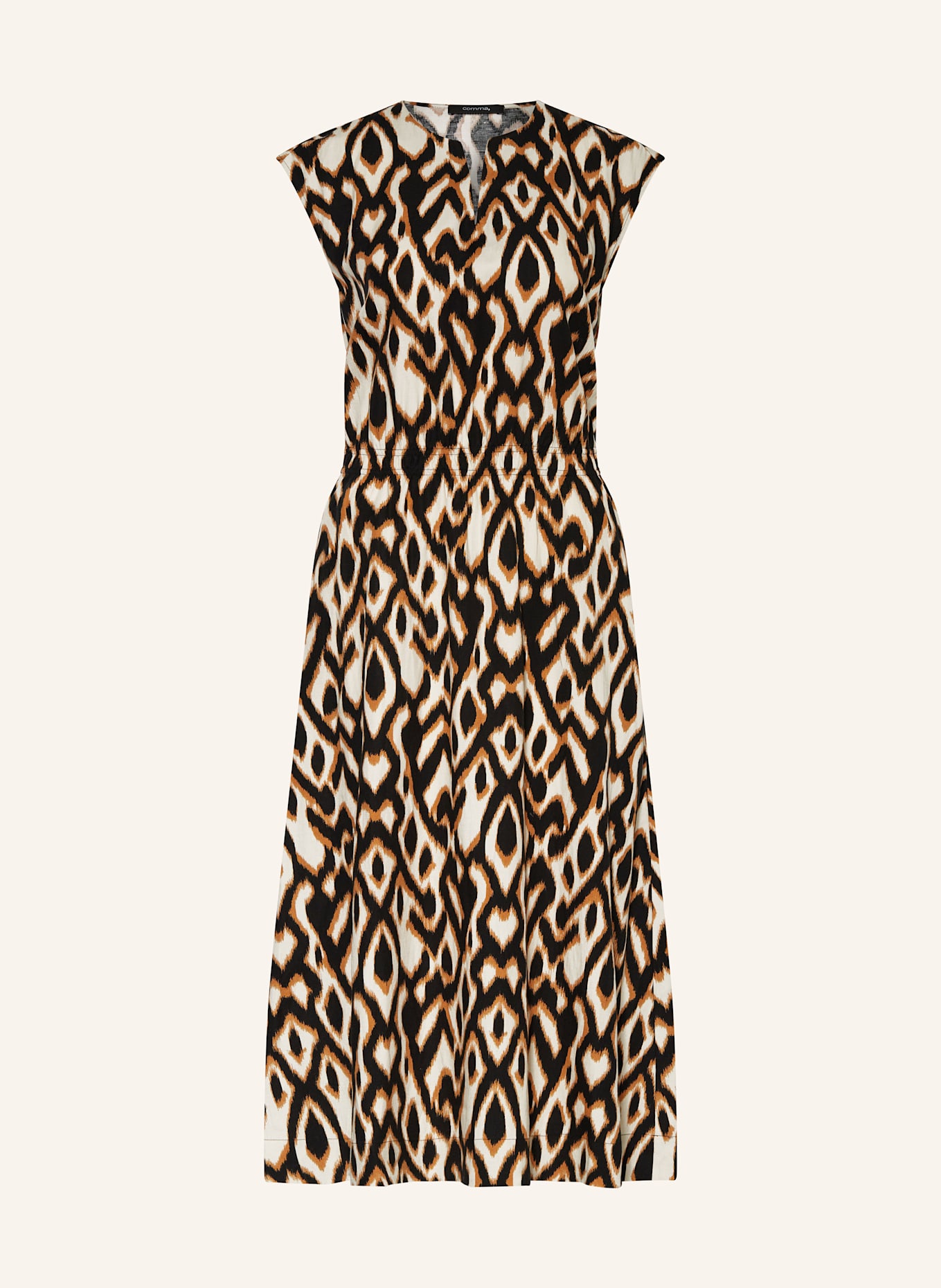 comma Kleid: SCHWARZ/ ECRU/ DUNKELORANGE