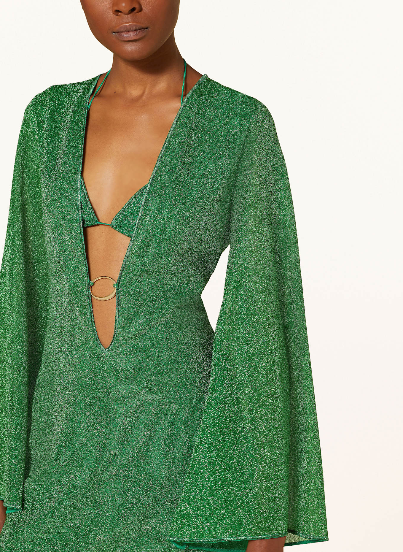 Oséree Sukienka plażowa LUMIERE z błyszczącą przędzą: ZIELONY