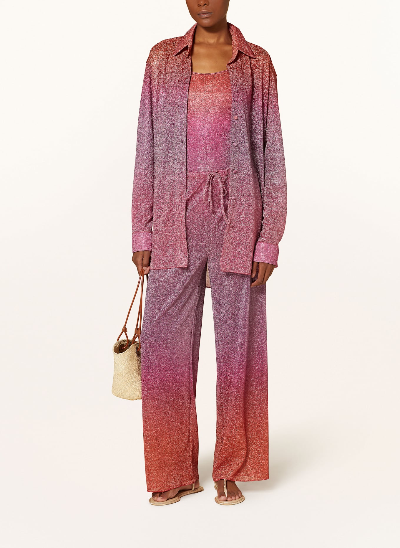 Oséree Hemdbluse LUMIERE SHADE mit Glitzergarn: FUCHSIA