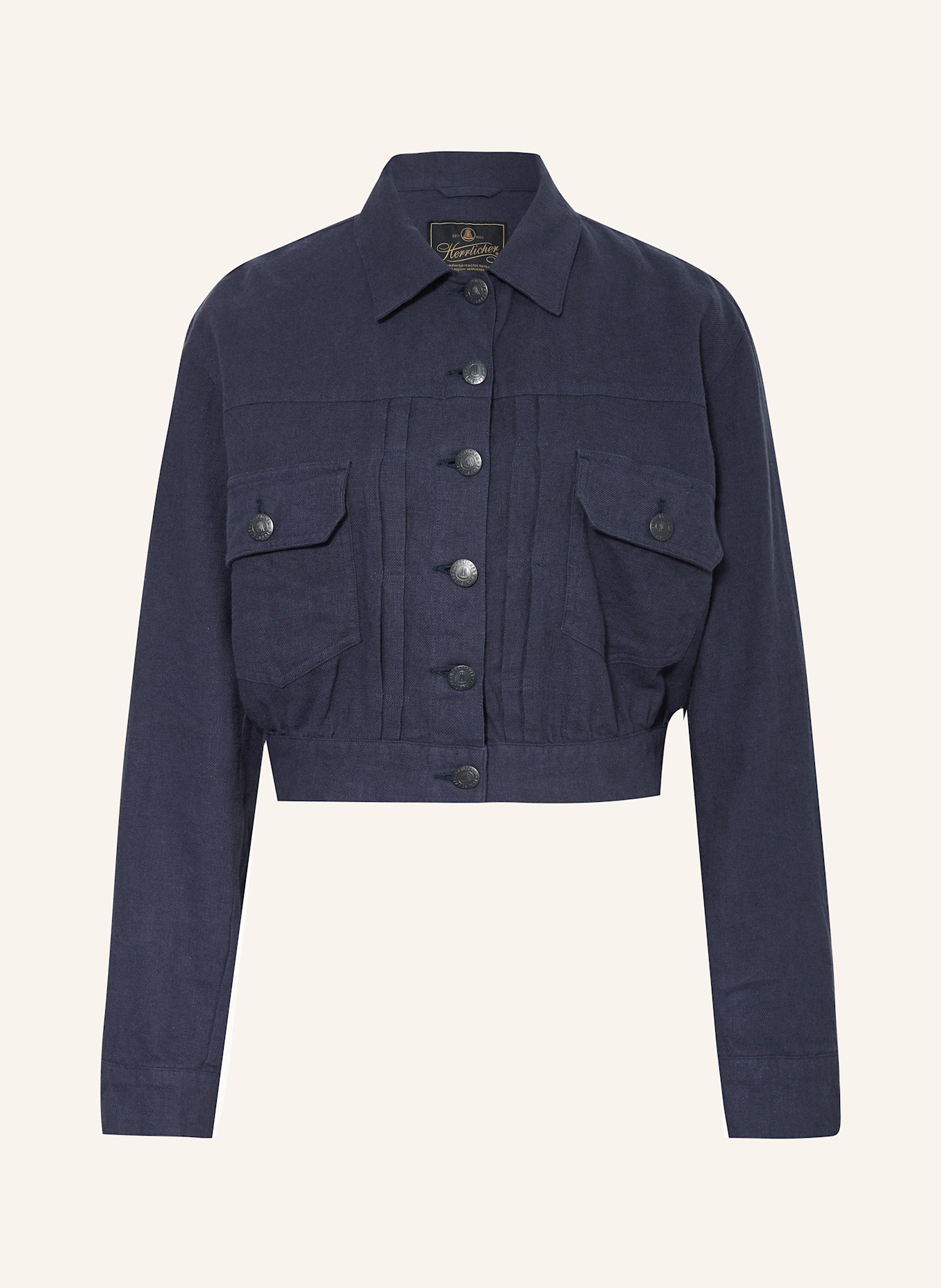 Herrlicher Cropped-Leinenjacke DOTTY: DUNKELBLAU