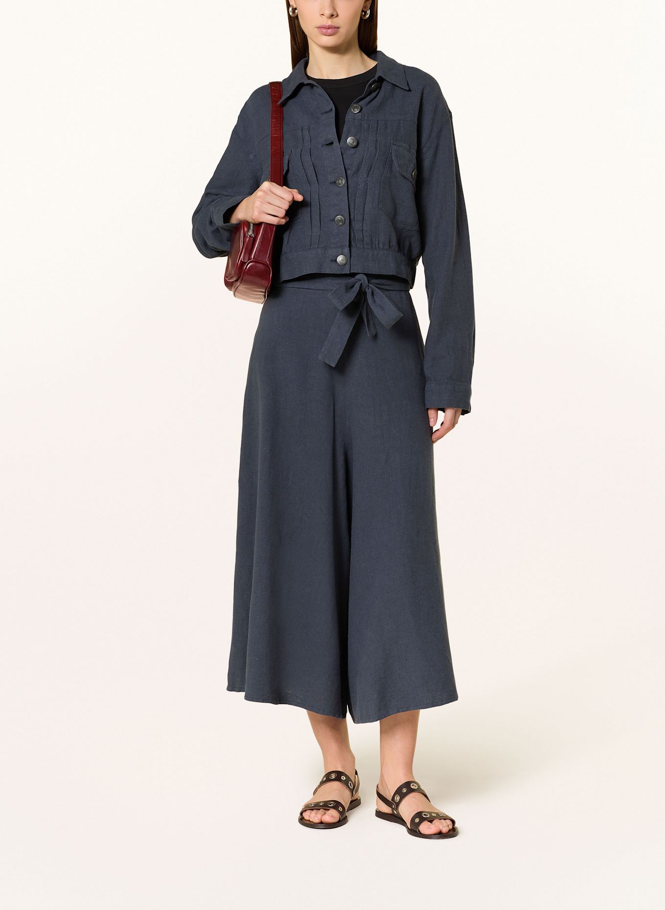 Herrlicher Cropped-Leinenjacke DOTTY: DUNKELBLAU