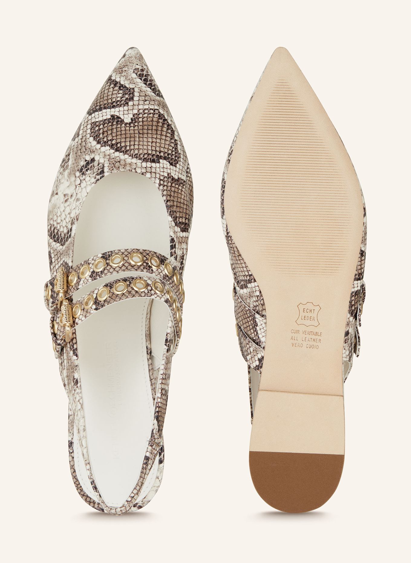 KENNEL & SCHMENGER Baleriny z odkrytą piętą GRETA: SZAROBRĄZOWY/ ECRU