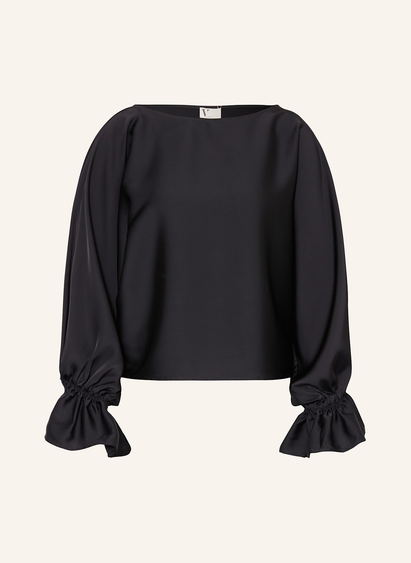 V by Vera Mont Chemisier en satin à volants: NOIR