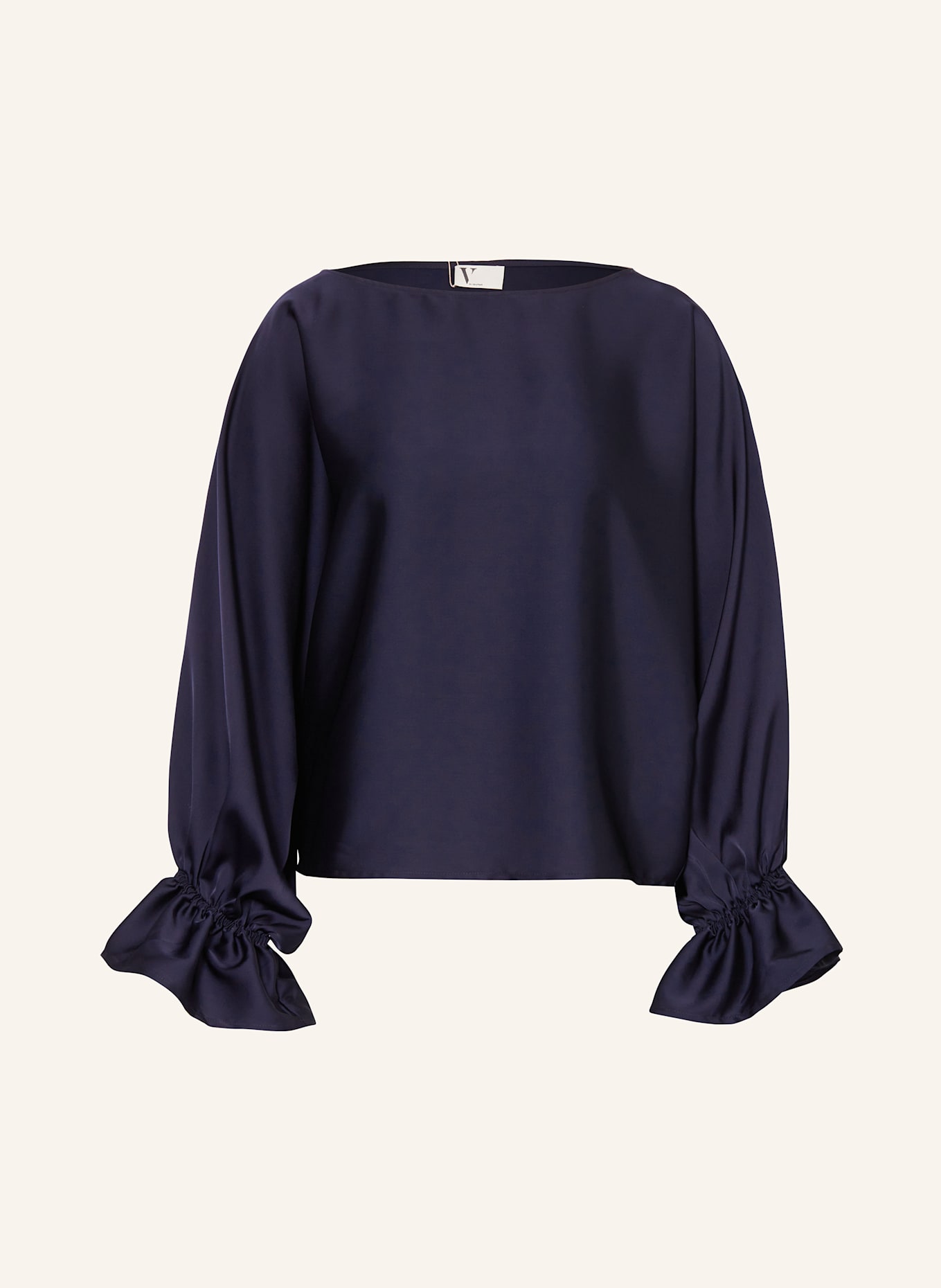 V by Vera Mont Blusenshirt aus Satin mit Volants: DUNKELBLAU