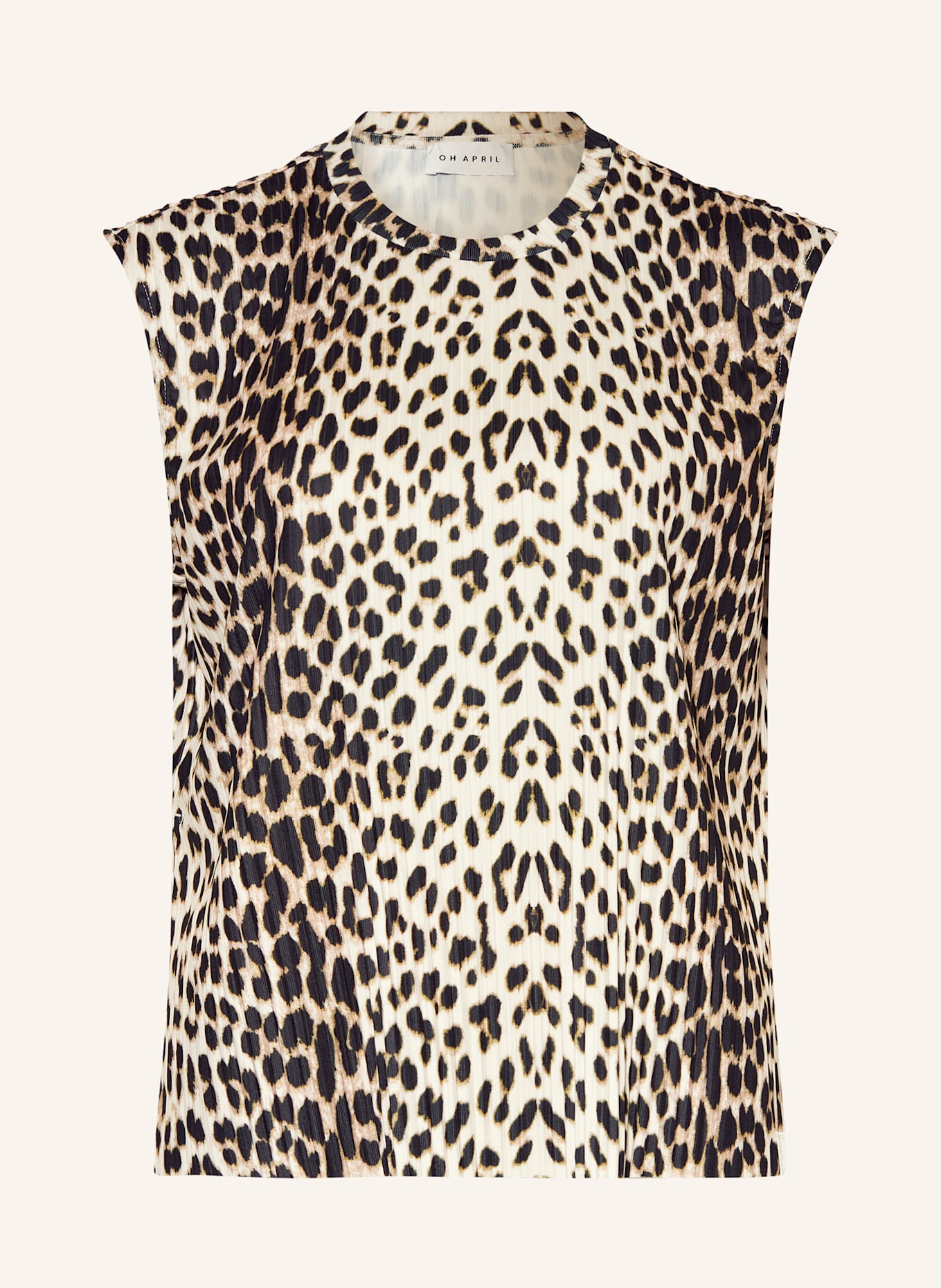 OH APRIL Plisseetop DUNN: BEIGE / SCHWARZ / OLIV