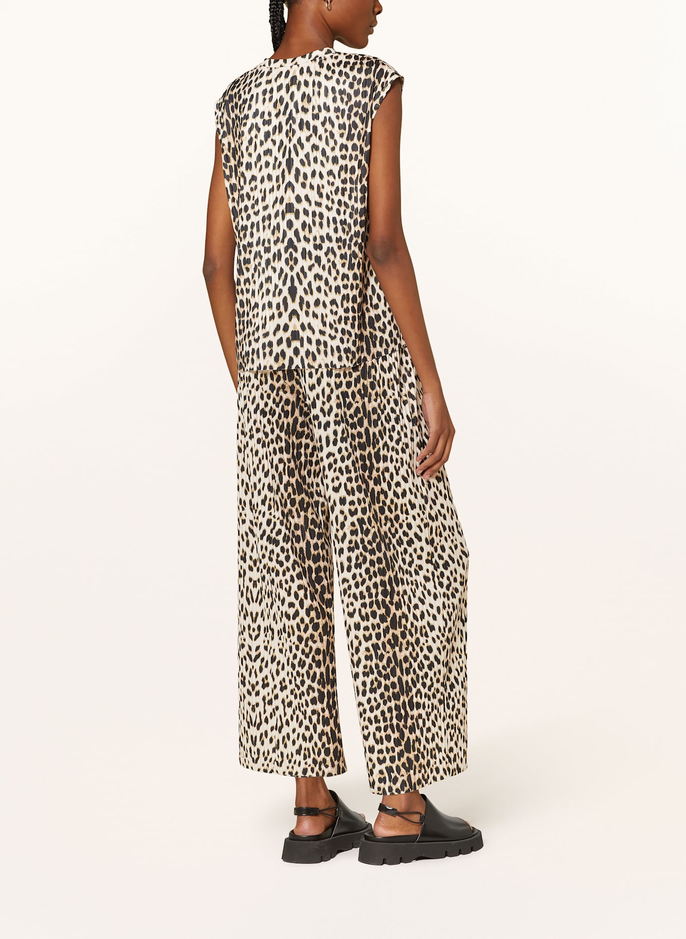 OH APRIL Plisseetop DUNN: BEIGE / SCHWARZ / OLIV