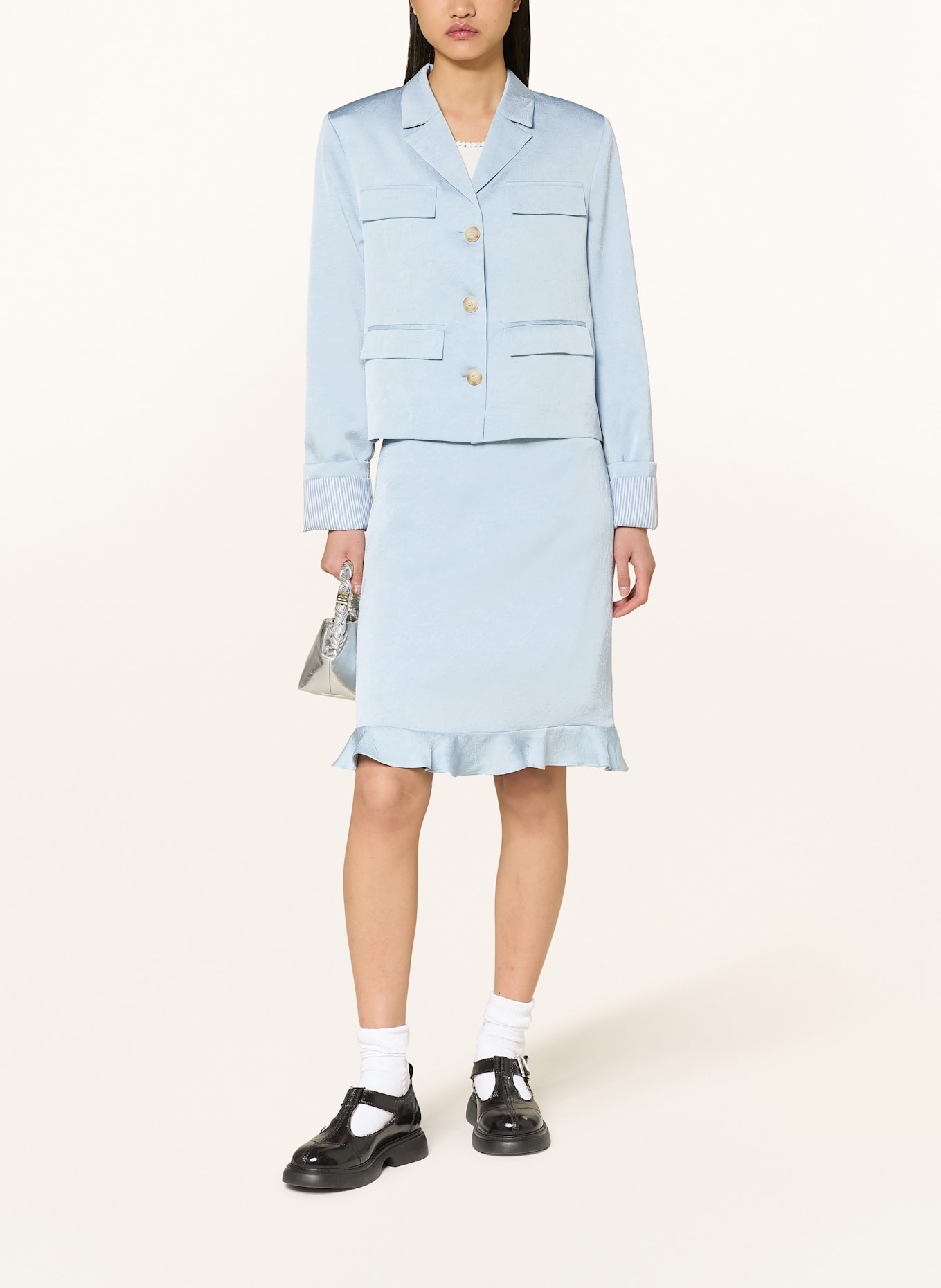 BAUM UND PFERDGARTEN Satin skirt SESSE: LIGHT BLUE