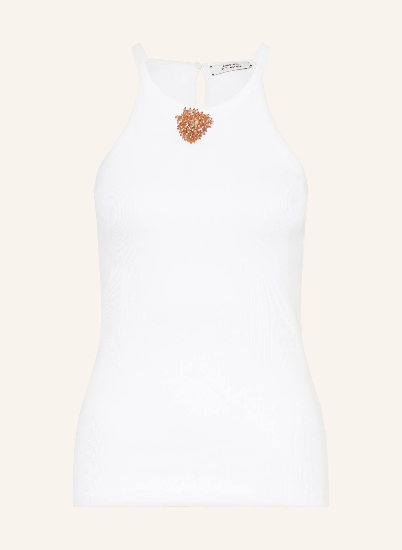 DOROTHEE SCHUMACHER Top RIB ROMANCE mit Schmuckperlen: WEISS
