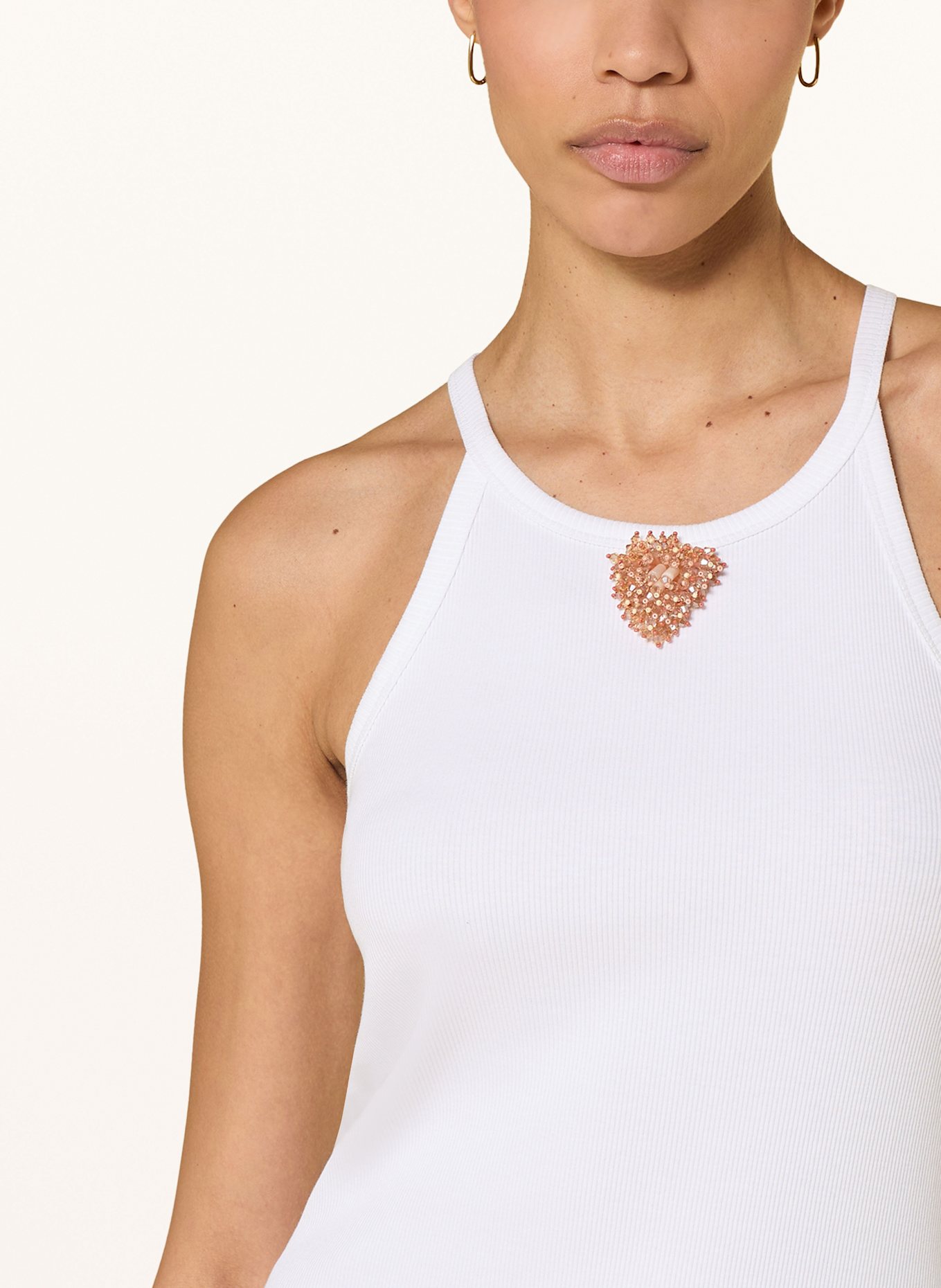 DOROTHEE SCHUMACHER Top RIB ROMANCE mit Schmuckperlen: WEISS