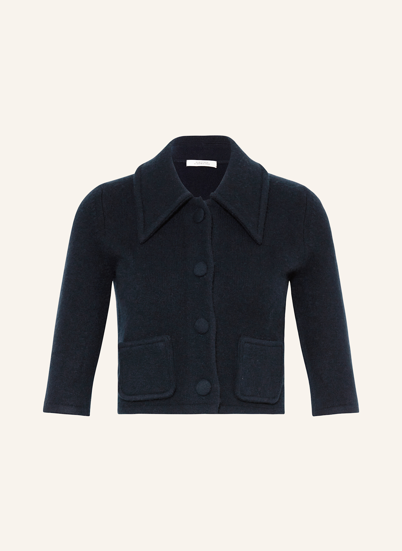 DOROTHEE SCHUMACHER Cropped-Strickjacke mit Cashmere und 3/4-Arm: DUNKELBLAU