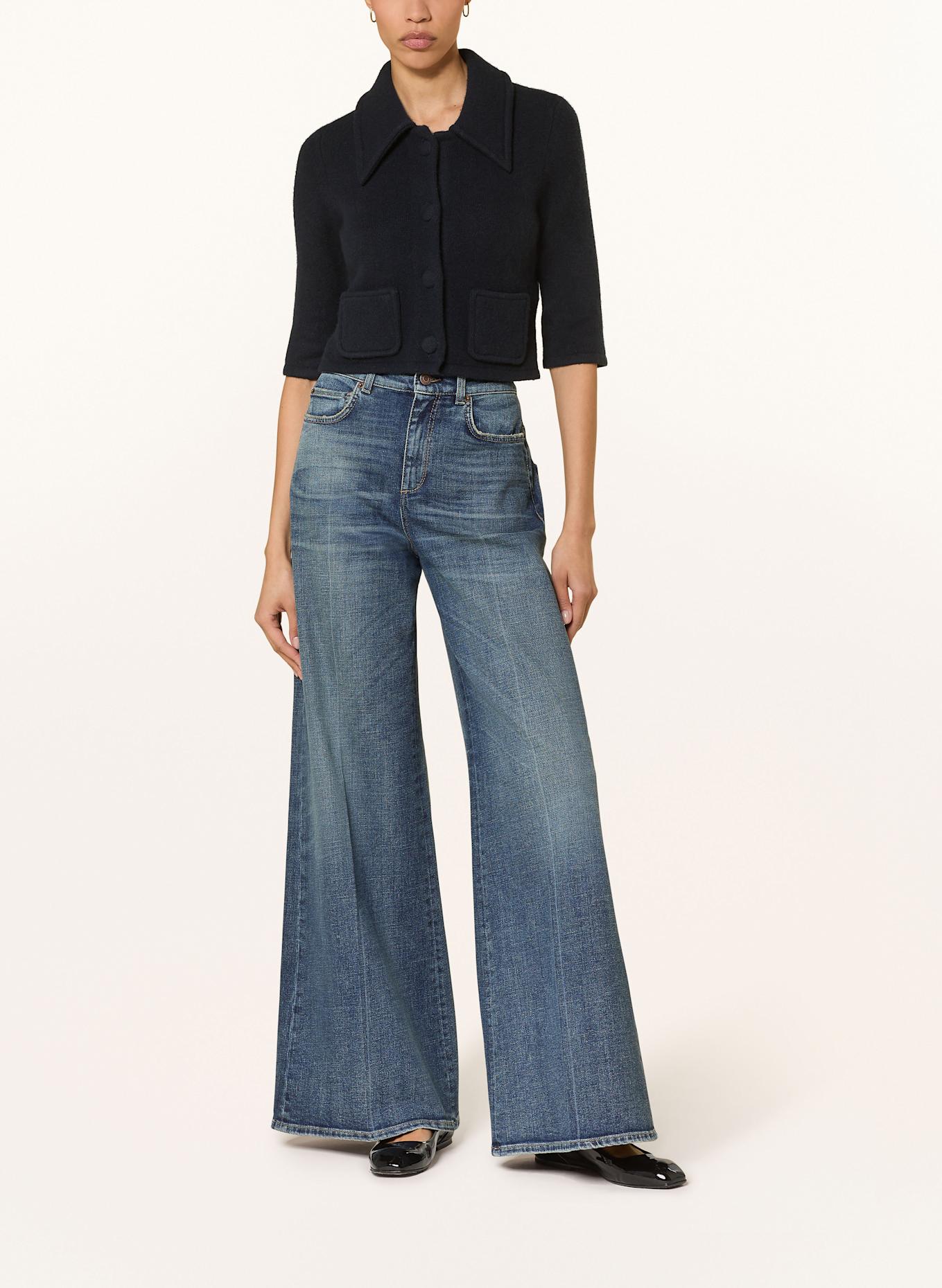 DOROTHEE SCHUMACHER Cropped-Strickjacke mit Cashmere und 3/4-Arm: DUNKELBLAU