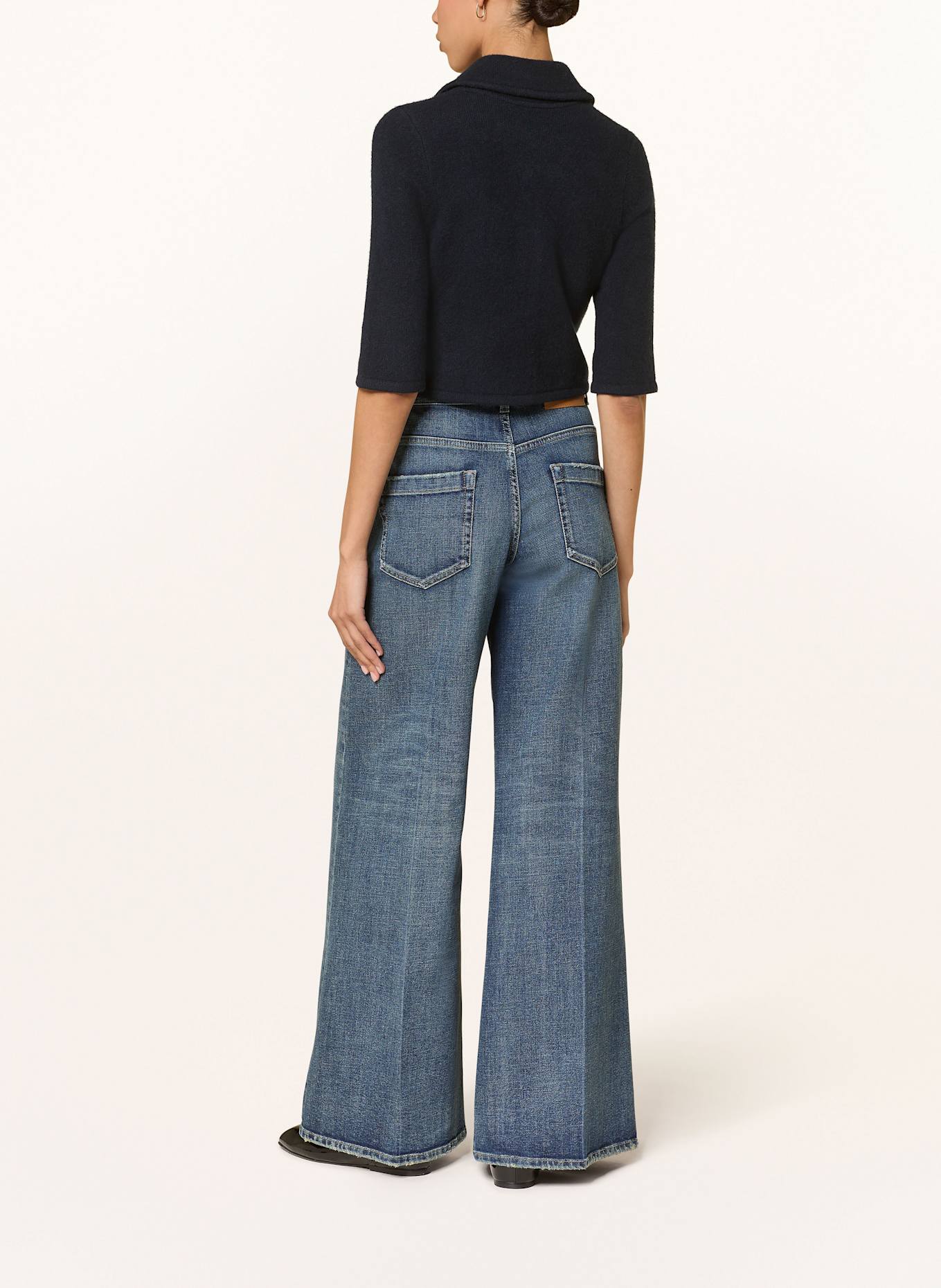 DOROTHEE SCHUMACHER Cropped-Strickjacke mit Cashmere und 3/4-Arm: DUNKELBLAU