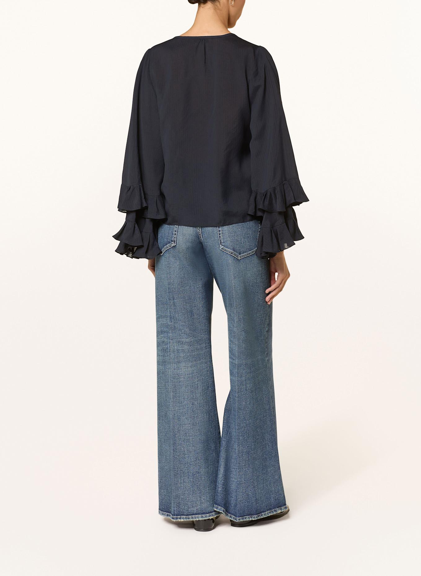 DOROTHEE SCHUMACHER Bluse SOFT STRIPES mit Rüschen: DUNKELBLAU