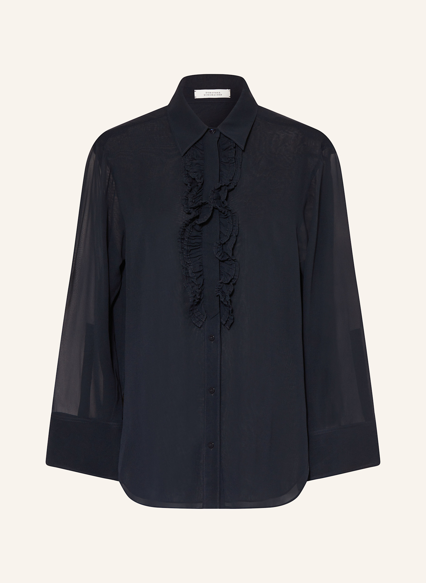 DOROTHEE SCHUMACHER Seidenbluse SHEER DREAMS mit Rüschen: DUNKELBLAU