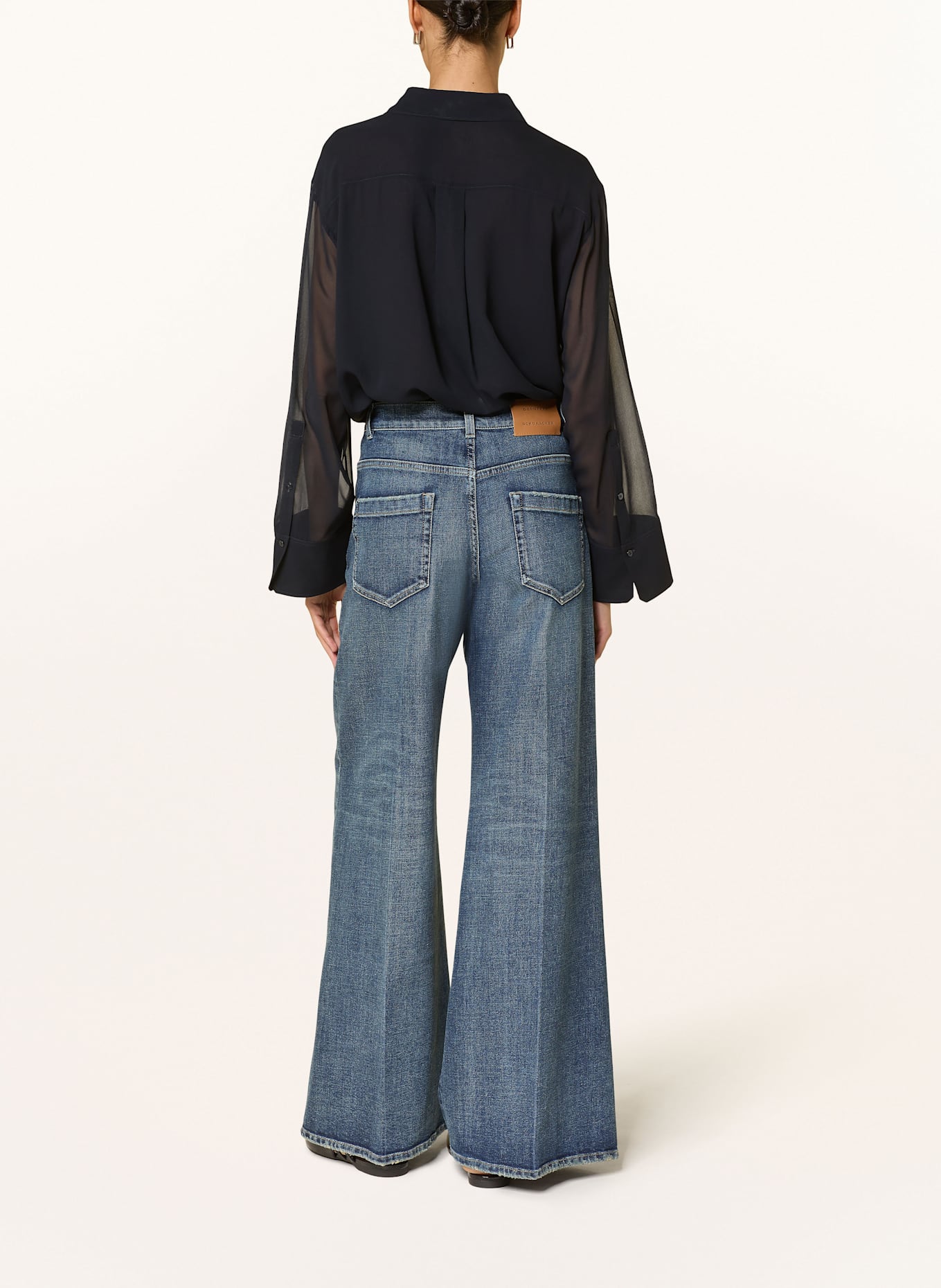 DOROTHEE SCHUMACHER Seidenbluse SHEER DREAMS mit Rüschen: DUNKELBLAU